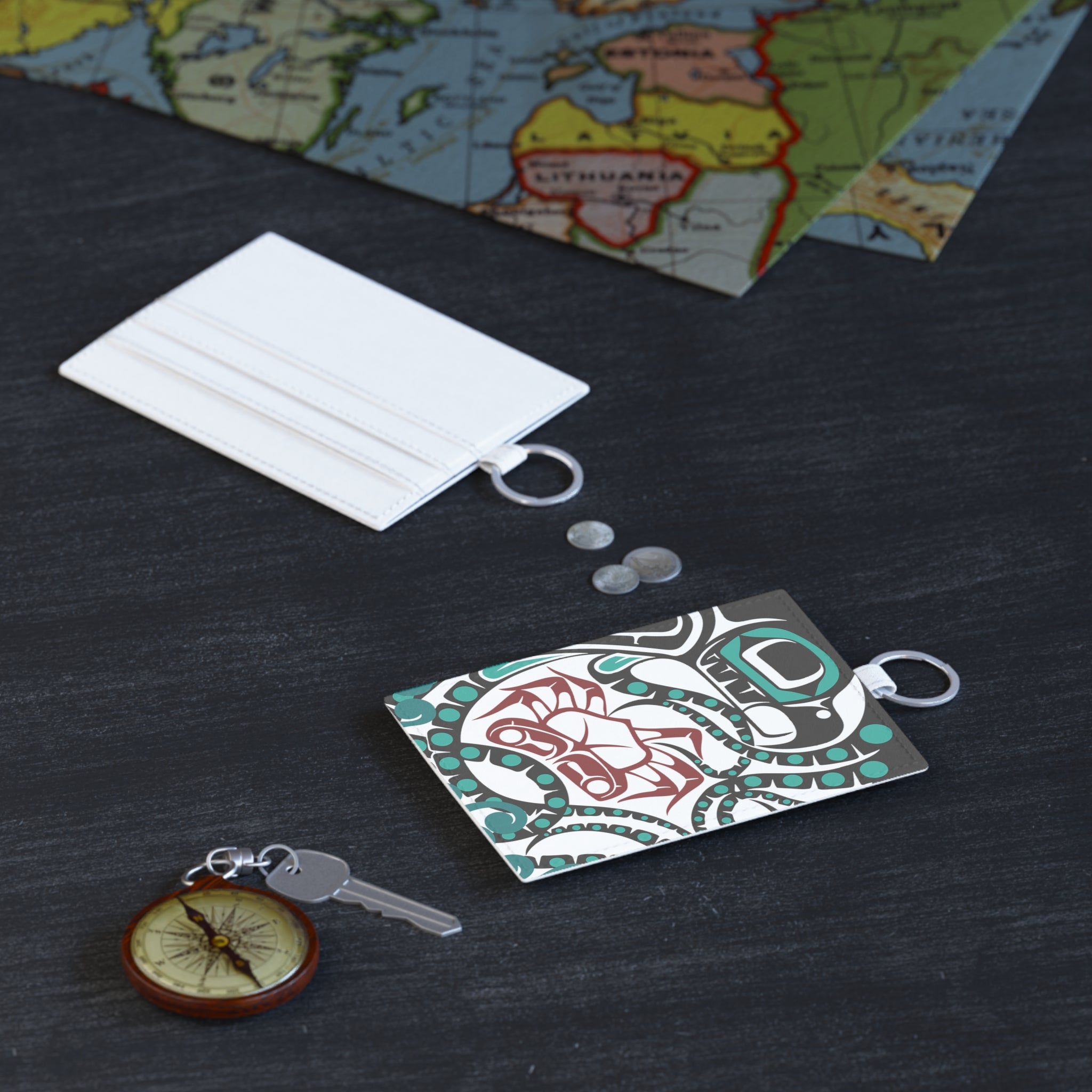 Saffiano Leather Card Holder - Classic Tribal Octopus - Northern Spiritlines™