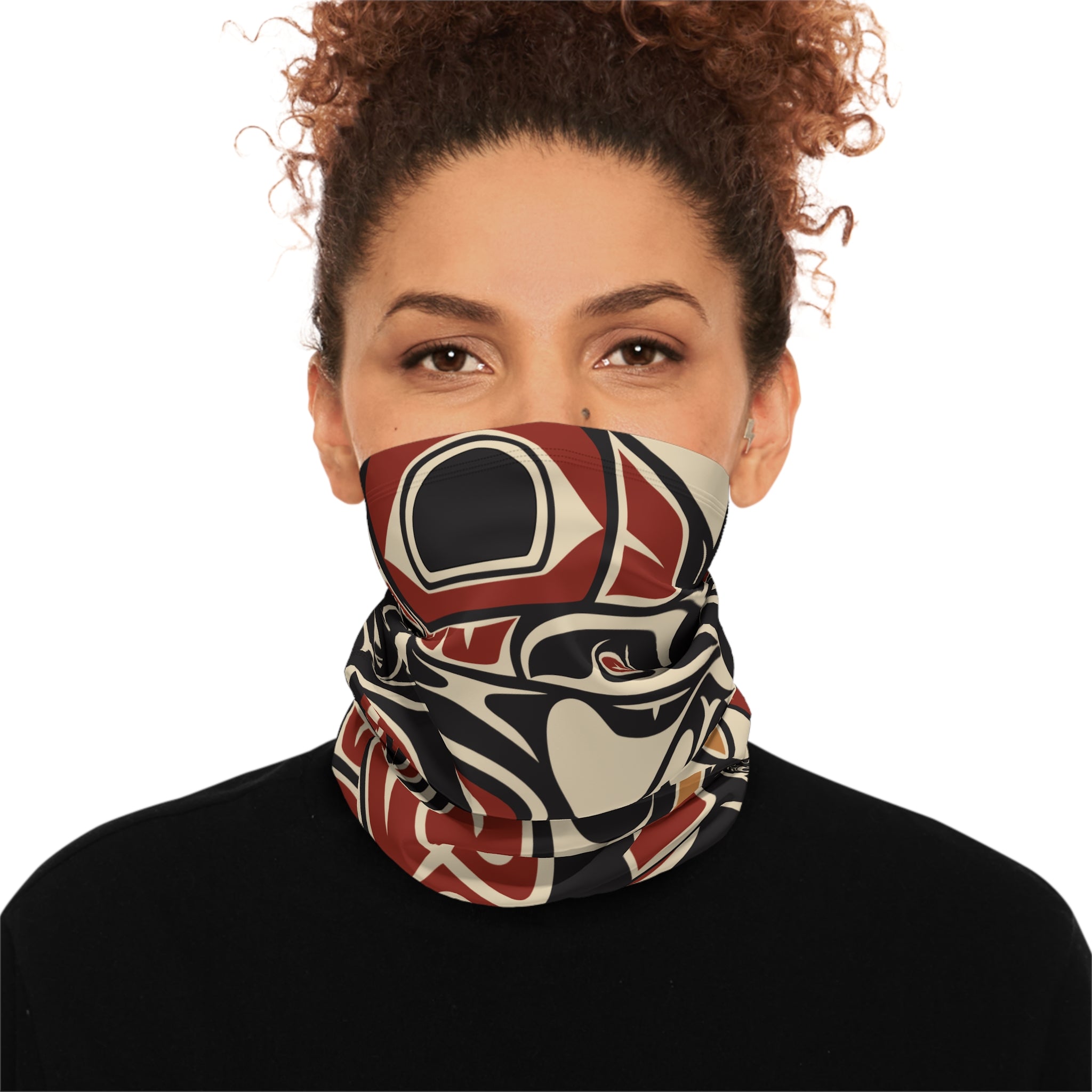 Neck Gaiter, Headband with Drawstring - Classic Tribal Raven Print - Northern Spiritlines™