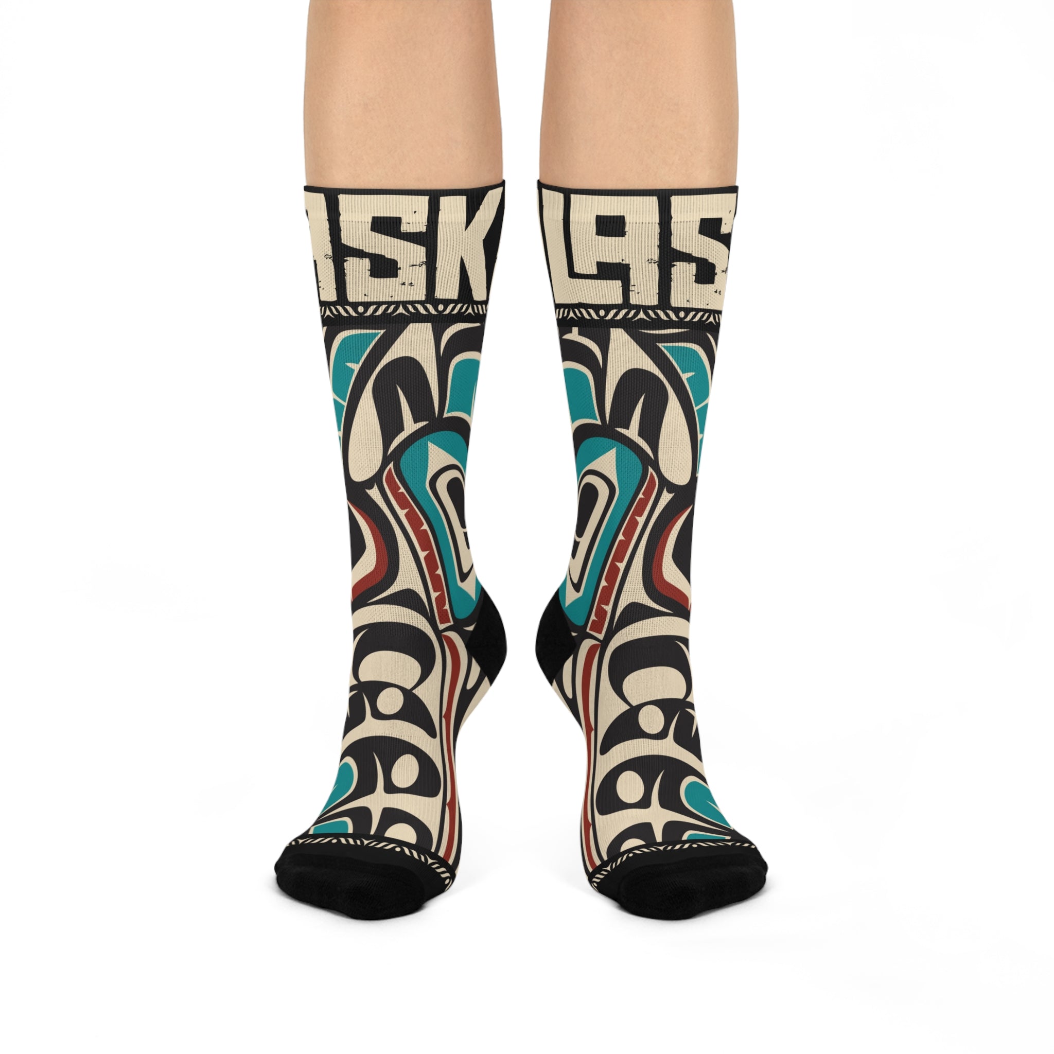 Crew Socks - Cushion Bottom - Rustic Alaska Tribal Hummingbird - AK State Line™