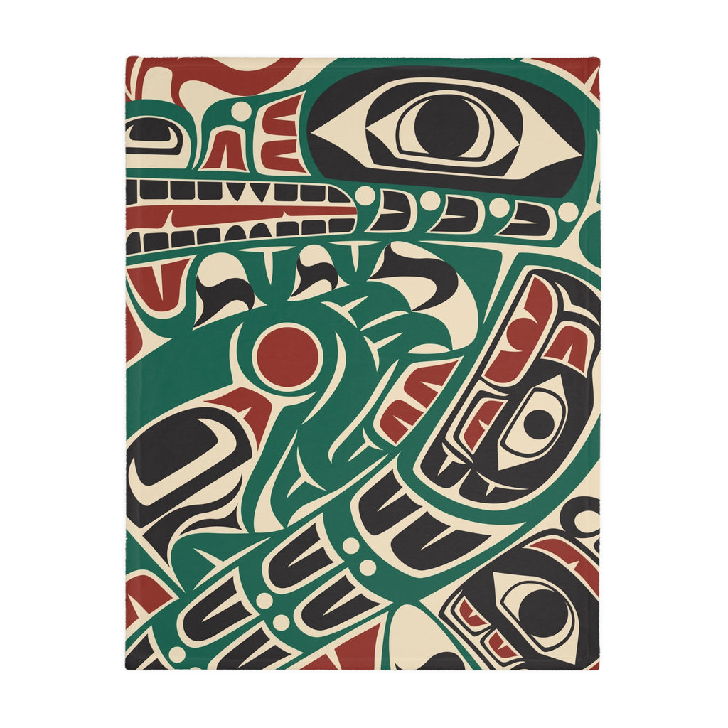 Reversible Plush Blanket - Classic Tribal Sea Monster - Northern Spiritlines™
