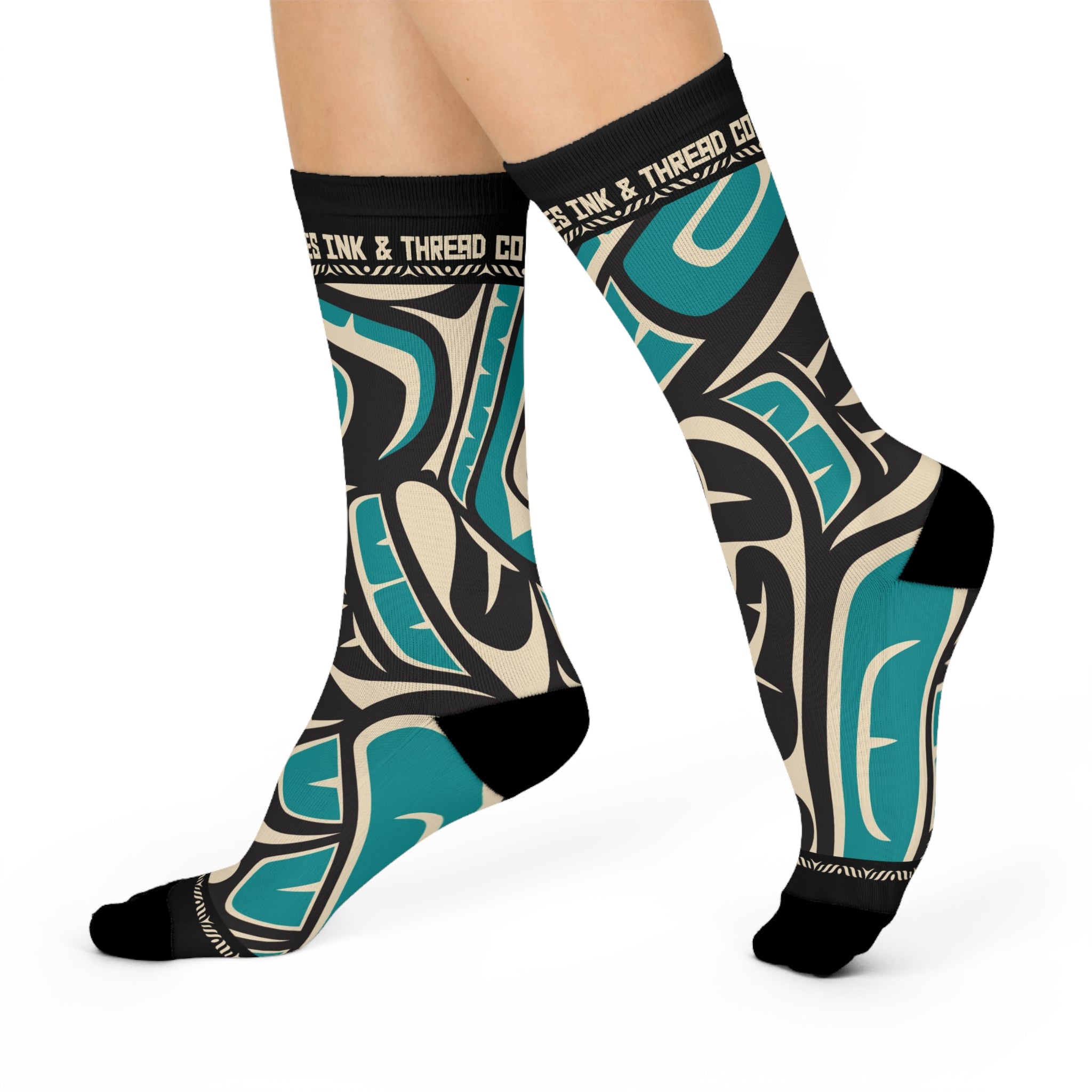 Crew Socks - Cushion Bottom - Classic Tribal Hummingbird Print - Northern Spiritlines™