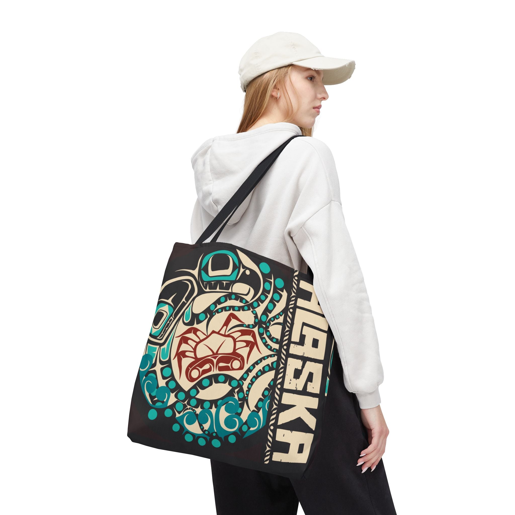 Canvas Tote Bag - Style No. 1 Rustic Alaska Tribal Octopus - AK State Line™ Collection