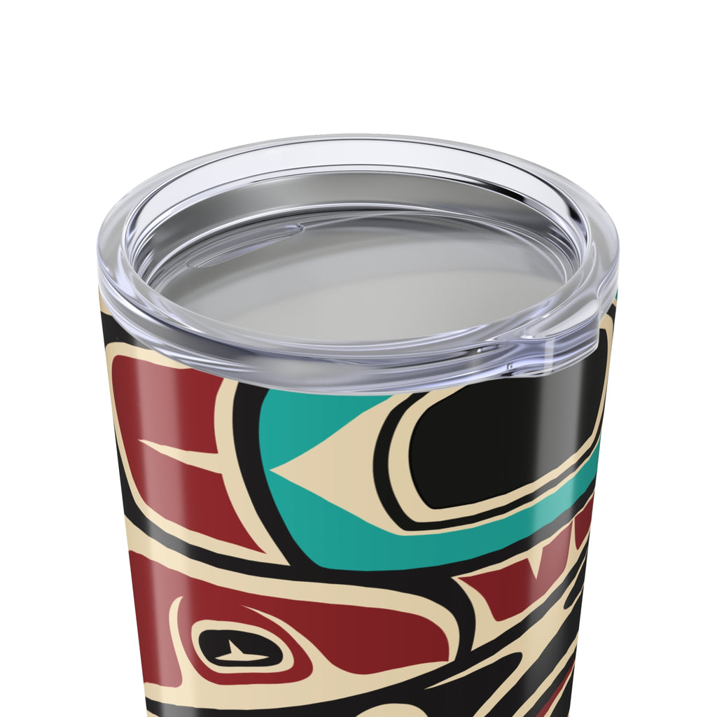 20 oz. Stainless Steel Tumbler w/ Lid - Rustic Alaska Tribal Raven - AK State Line™ Collection