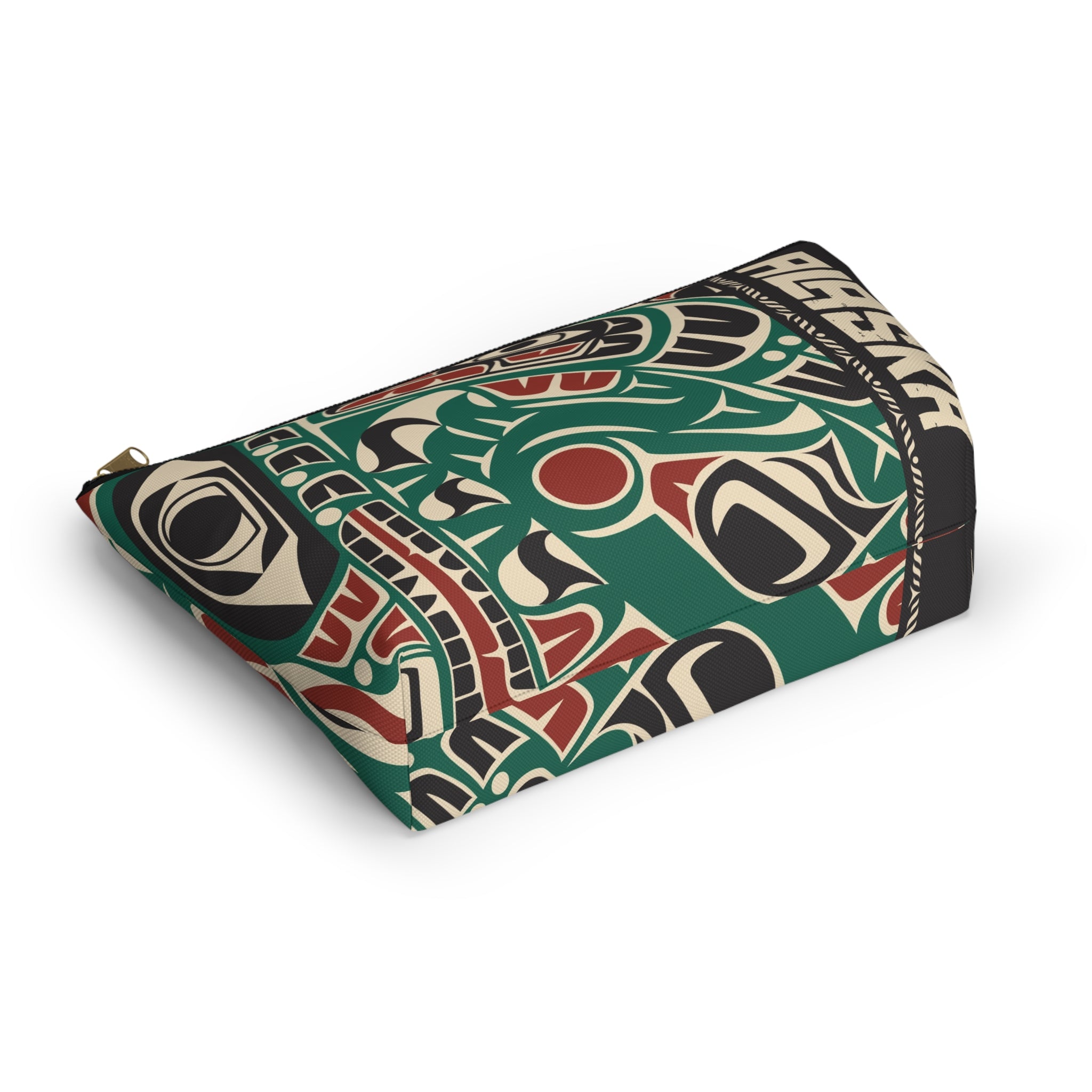 Travel Accessory Zipper Pouch - Rustic Alaska Tribal Sea Monster - AK State Line™ Collection