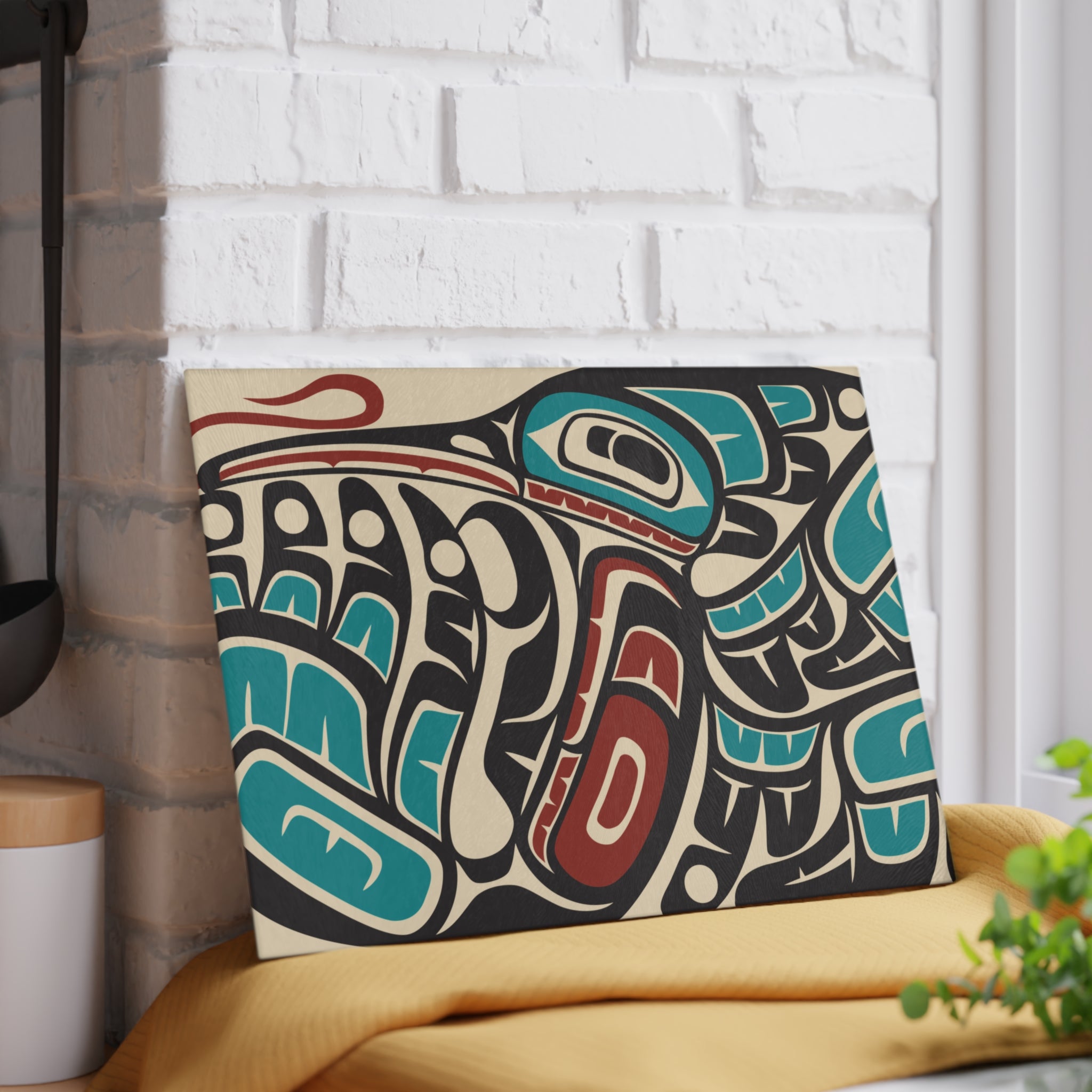 Glass Cutting Board - Classic Tribal Hummingbird Print - Northern Spiritlines™