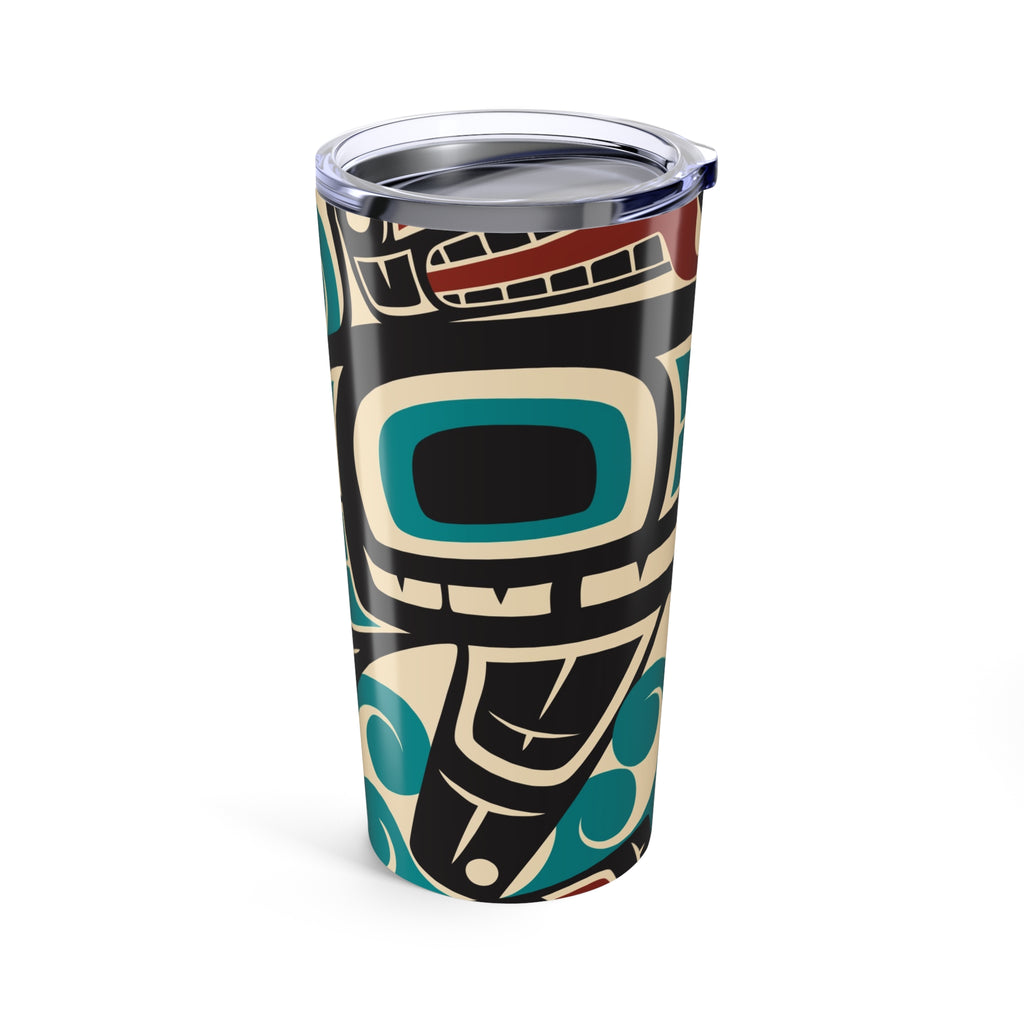 20 oz. Stainless Steel Tumbler w/ Lid - Rustic Alaska Tribal Orca - AK State Line™ Collection