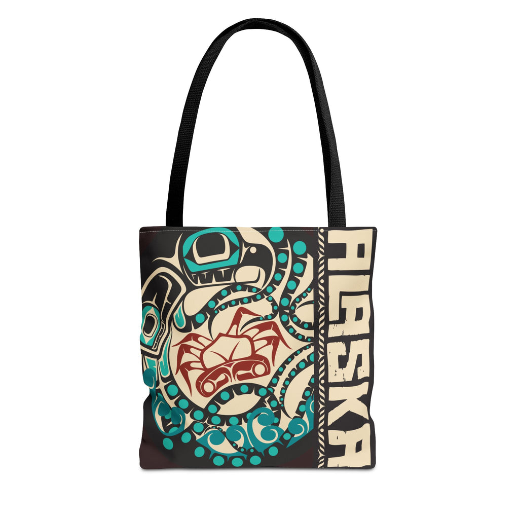 Canvas Tote Bag - Style No. 1 Rustic Alaska Tribal Octopus - AK State Line™ Collection