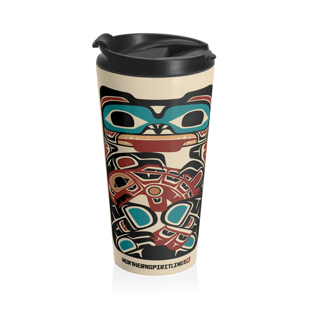 15 oz. Coffee Travel Tumbler | Tribal Bear & Salmon