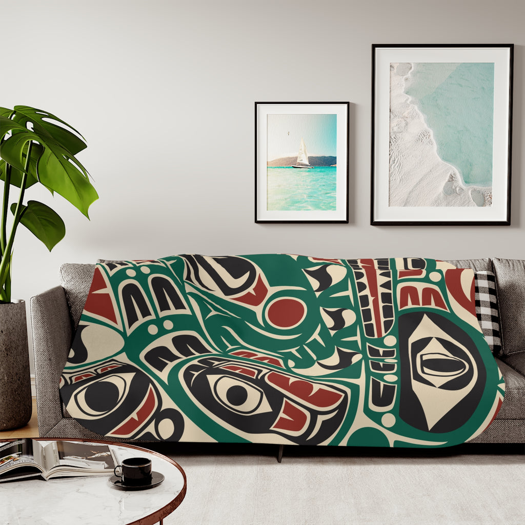 Sherpa Fleece Blanket - Classic Tribal Sea Monster - Northern Spiritlines™