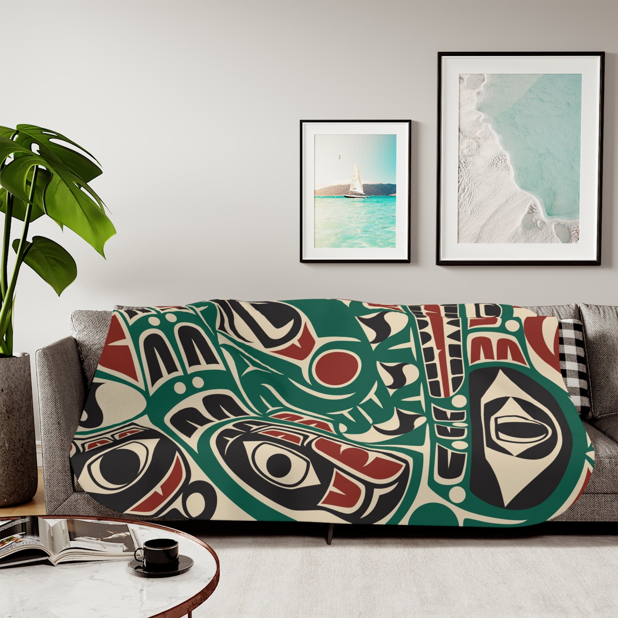 Sherpa Fleece Blanket - Classic Tribal Sea Monster - Northern Spiritlines™
