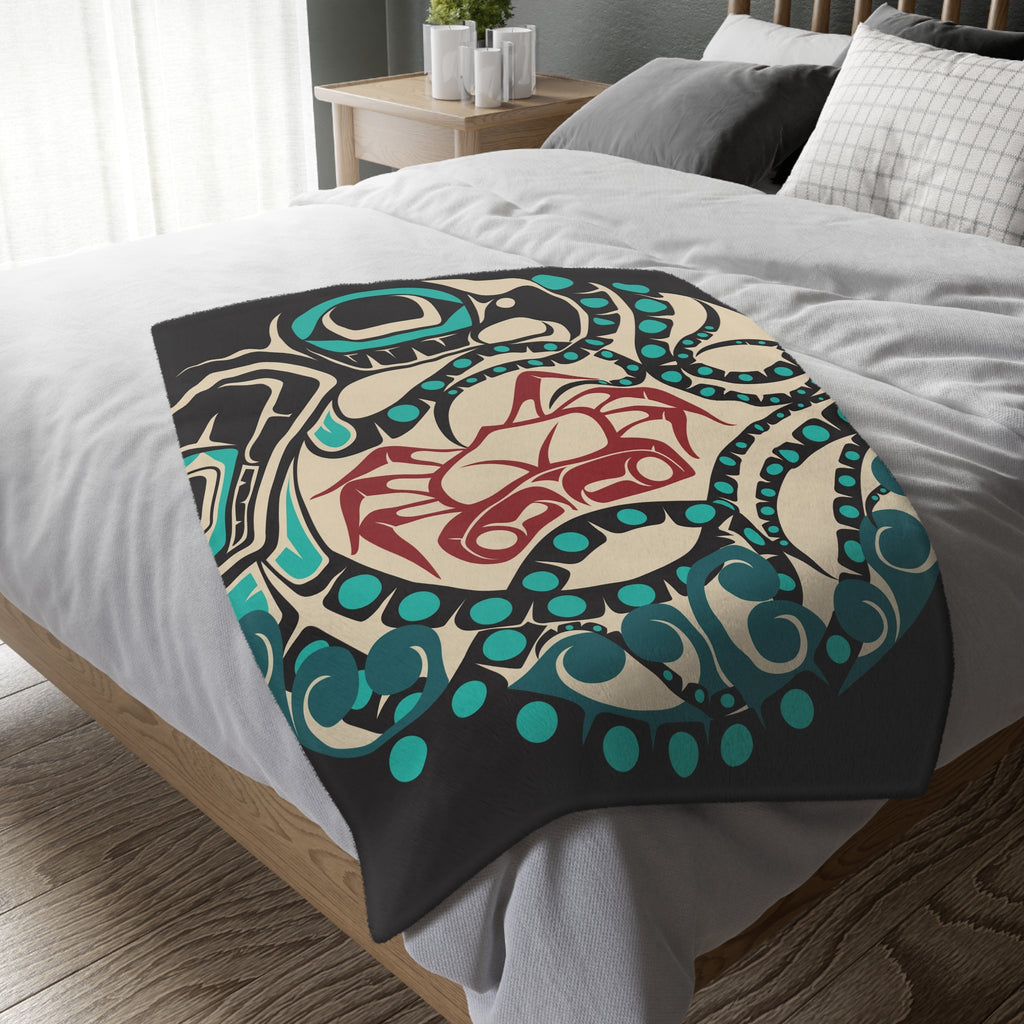 Reversible Plush Blanket - Classic Tribal Octopus - Northern Spiritlines™