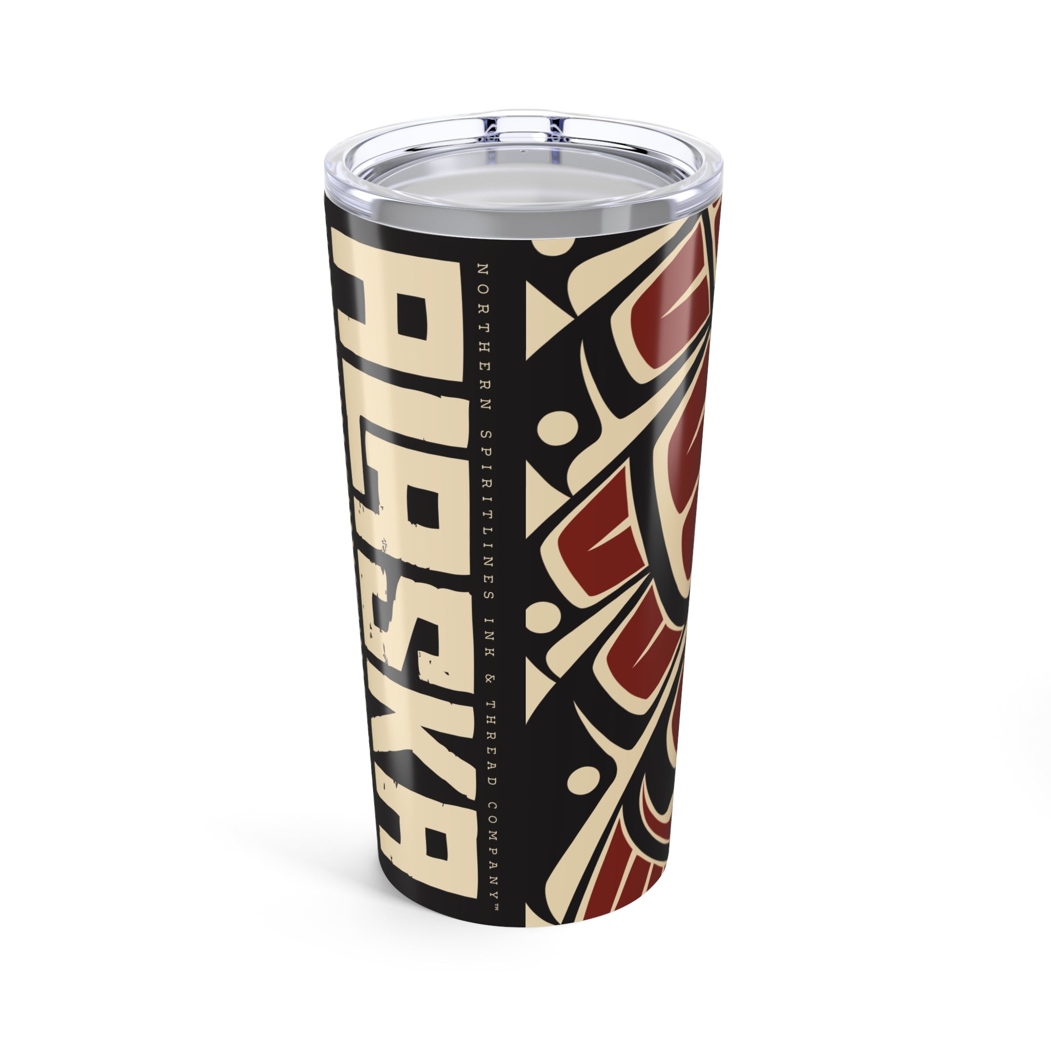 20 oz. Stainless Steel Tumbler w/ Lid - Rustic Alaska Tribal Eagle - AK State Line™ Collection