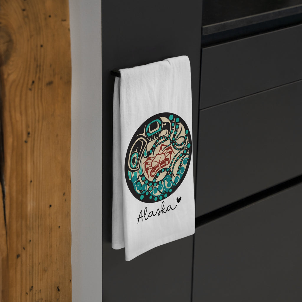 Cotton Tea Towel - Alaska Tribal Octopus - AK State Line™ Collection
