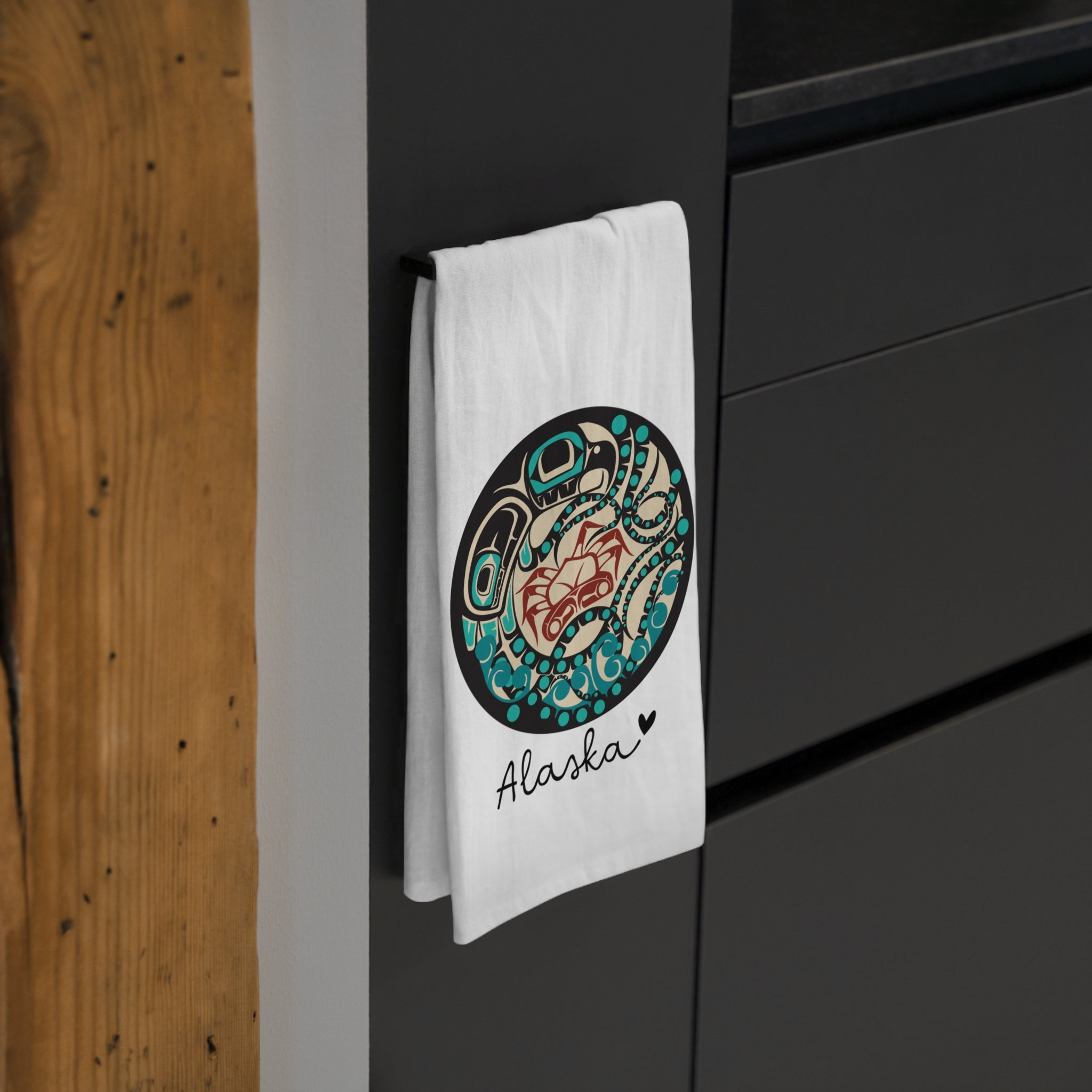 Cotton Tea Towel - Alaska Tribal Octopus - AK State Line™ Collection