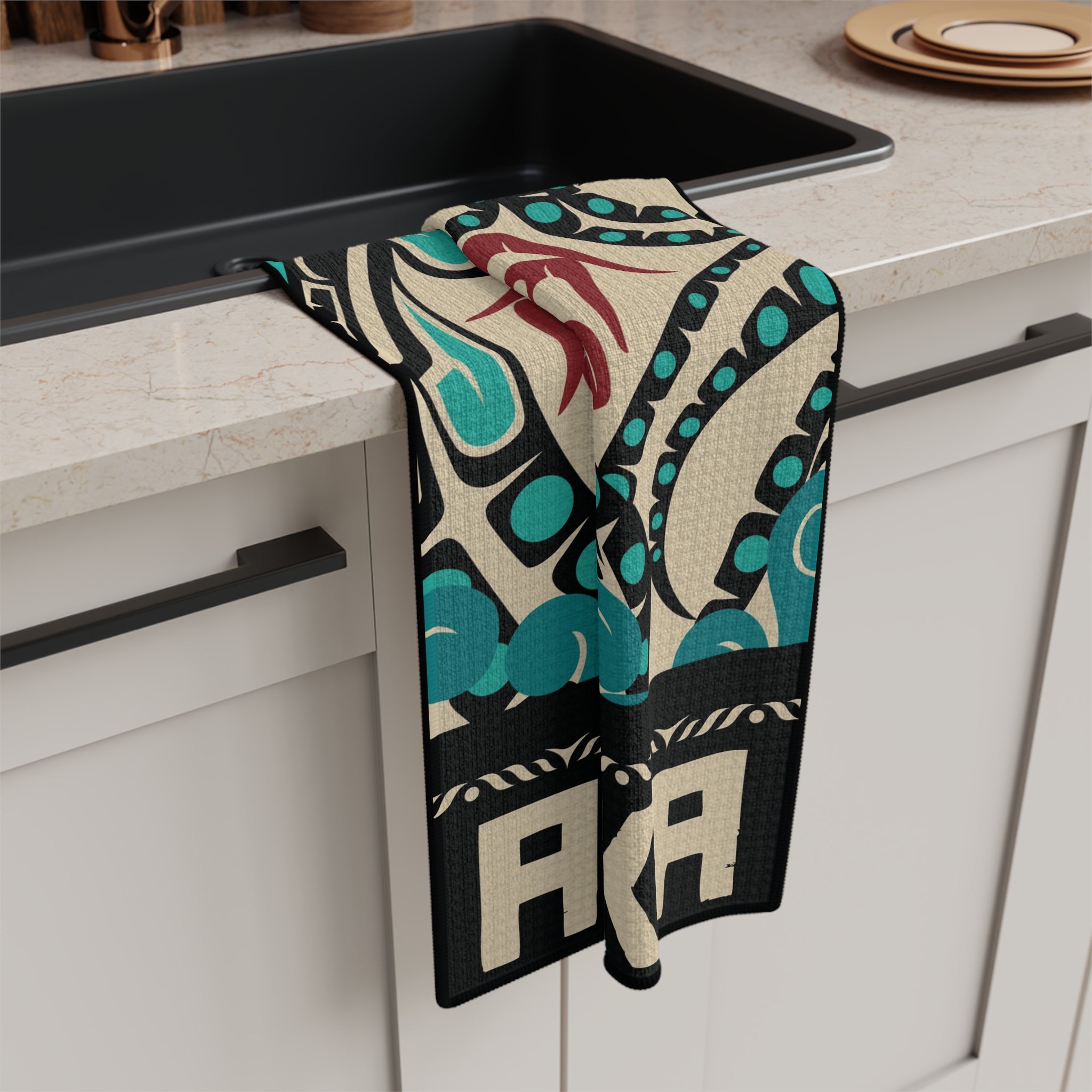 Tea Towel | 18x30" Waffle Weave | Alaska Tribal Octopus | Stateline™ Collection
