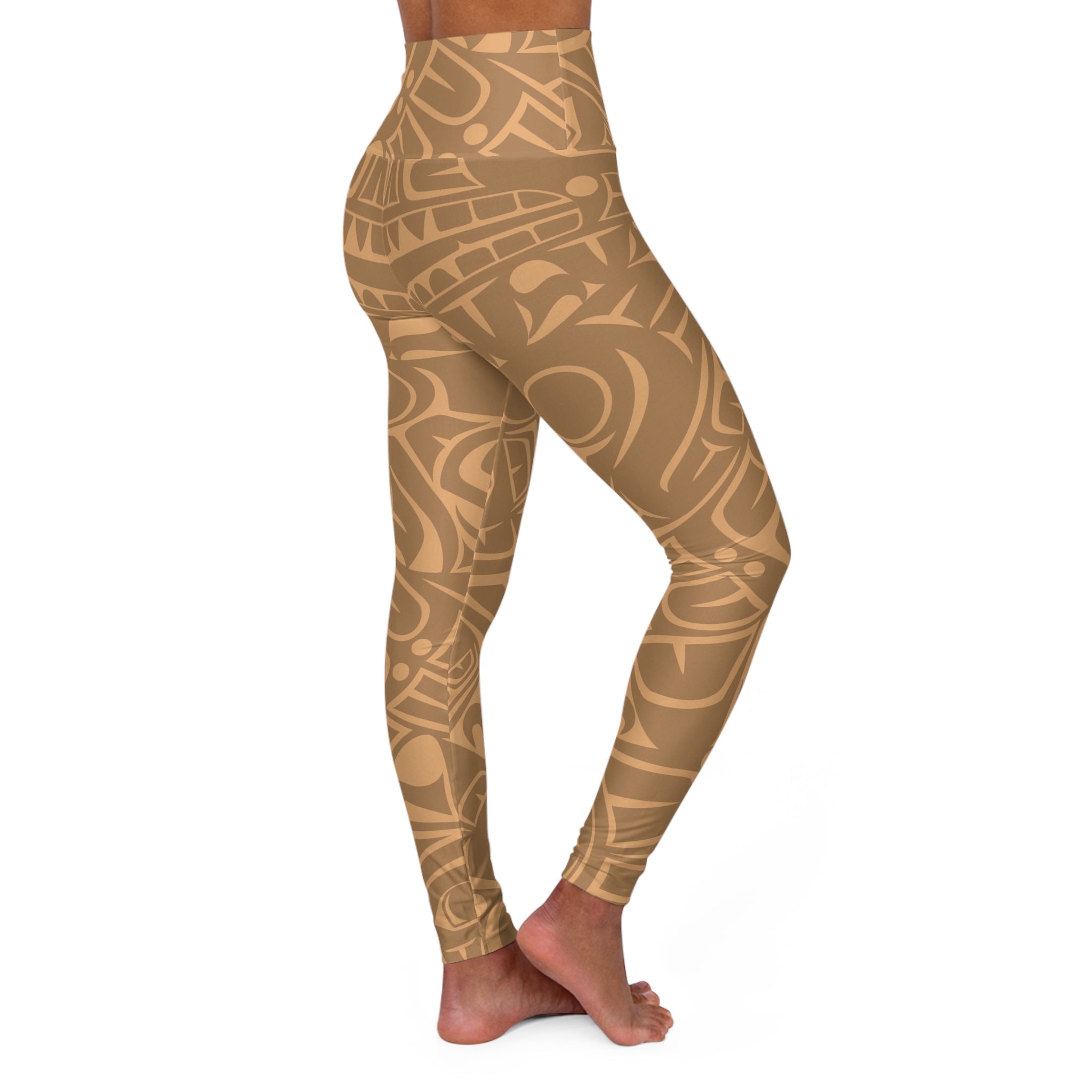 High Waisted Legging, Yoga Pant - Classic Tribal Print in Gold Rush - Northern Spiritlines™