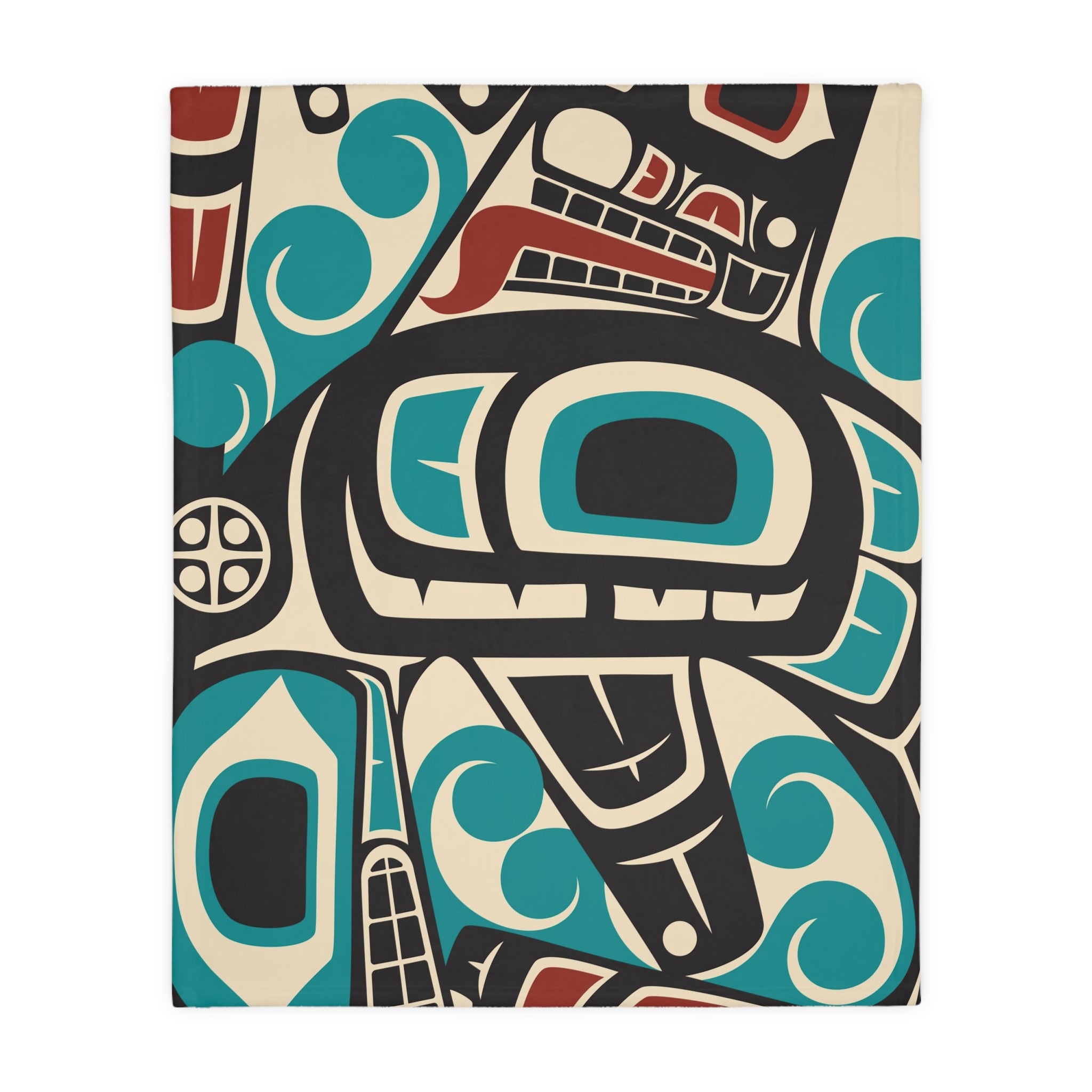 Reversible Plush Blanket - Classic Tribal Orca Print - Northern Spiritlines™
