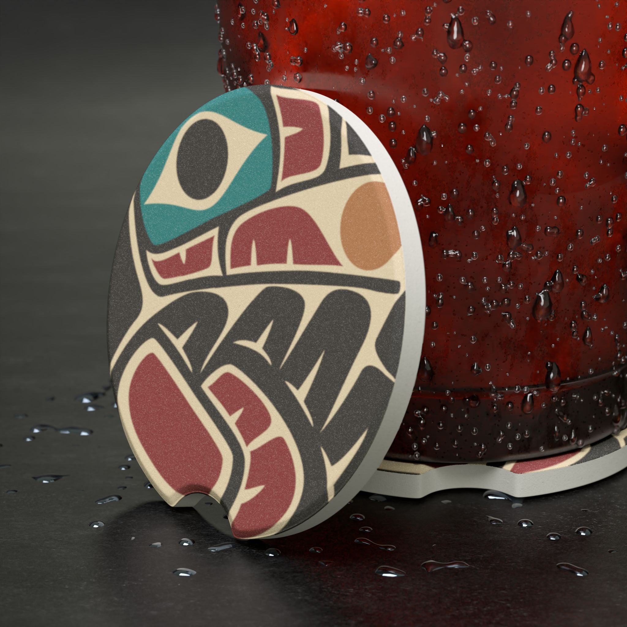 Soapstone Car Coaster - Classic Tribal Raven Print - Northern Spiritlines™