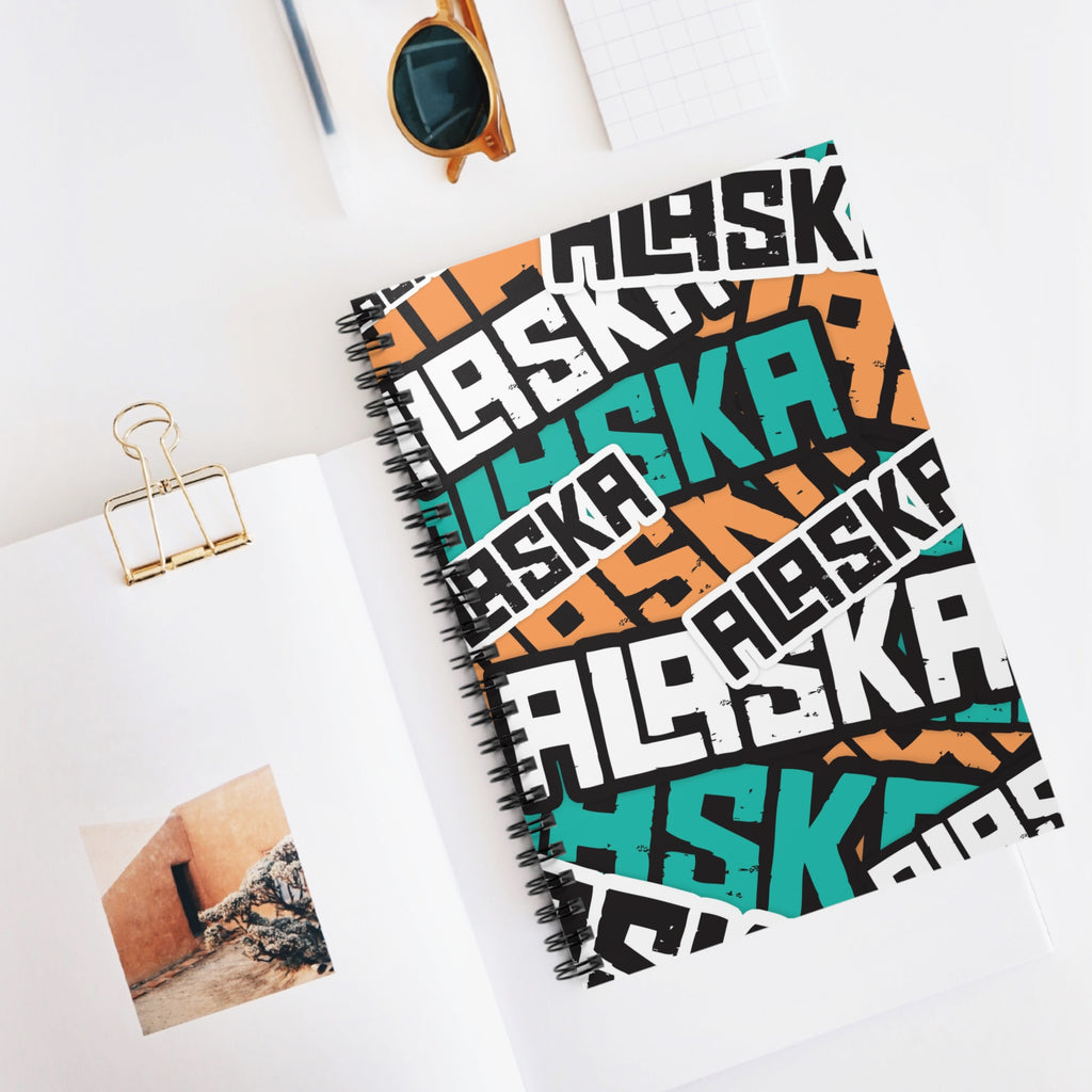 Spiral Notebook, Journal - AK Sticker Bomb - AK State Line™ Collection