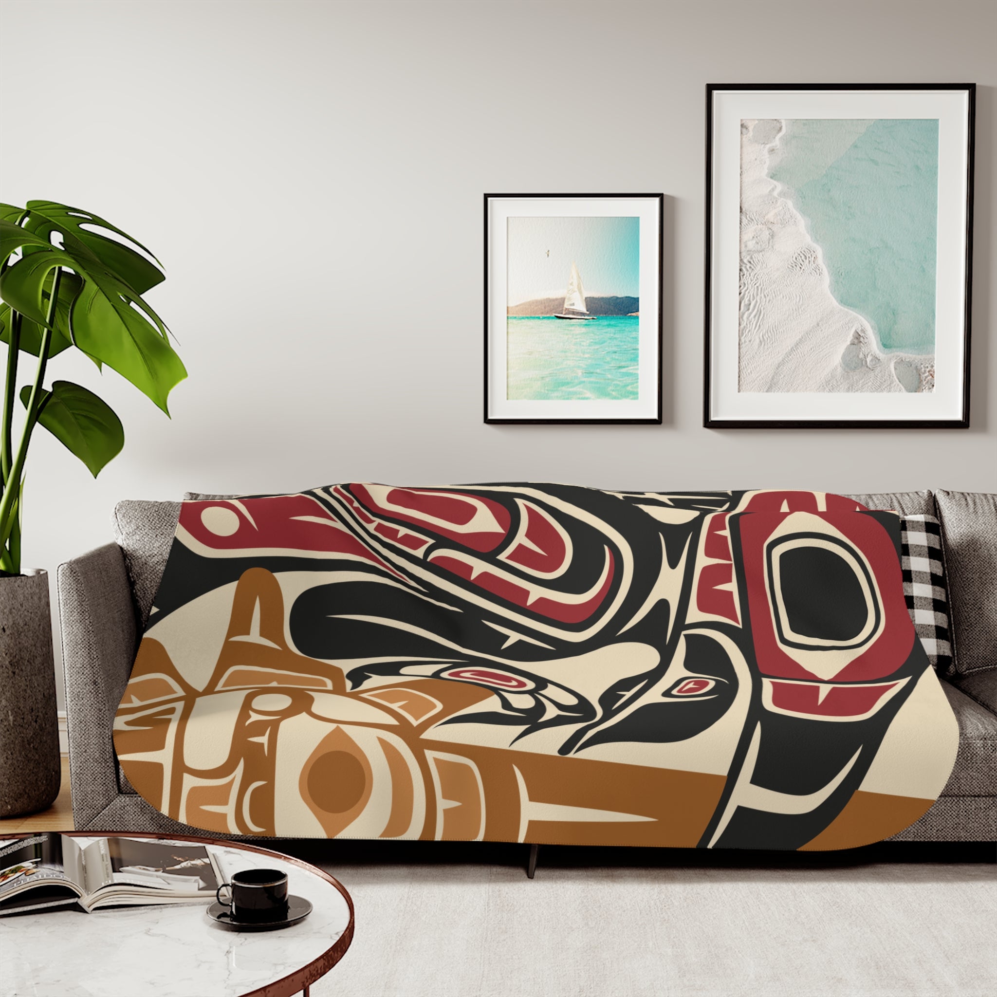 Sherpa Fleece Blanket - Classic Tribal Raven - Northern Spiritlines™