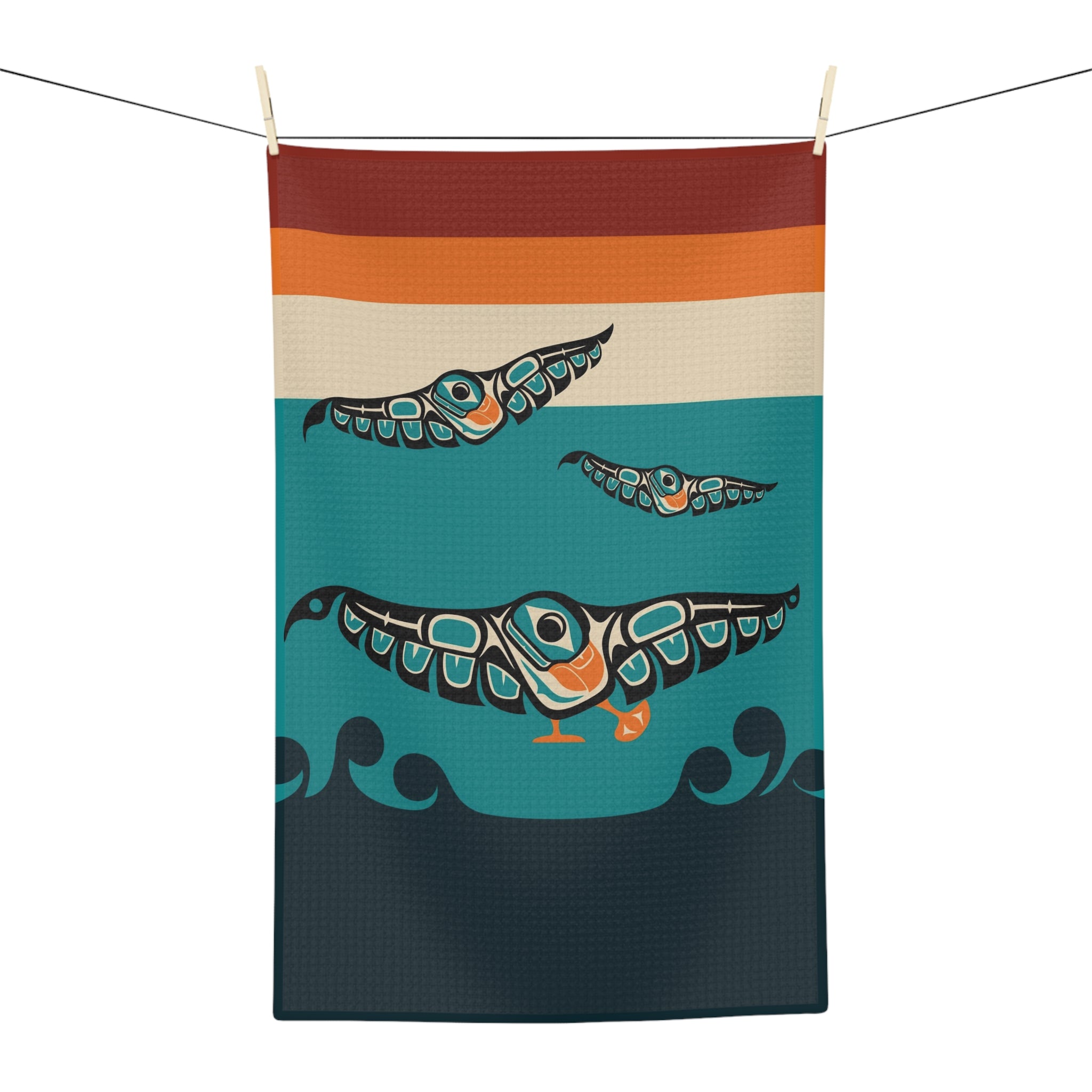 Tea Towel | 18x30" Waffle Weave | Classic Tribal Puffins #2 | Signature Collection