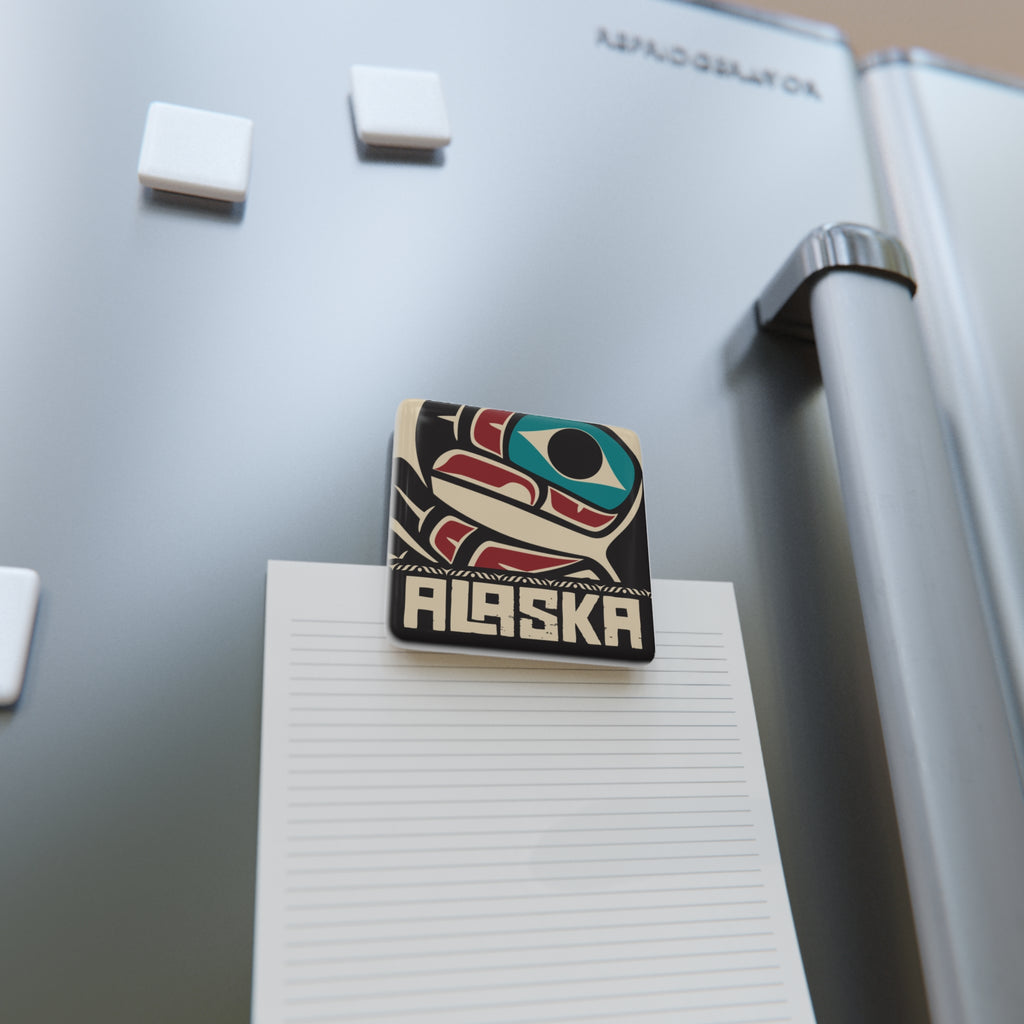 Porcelain Magnet - Alaska Tribal Raven - AK State Line™ Collection