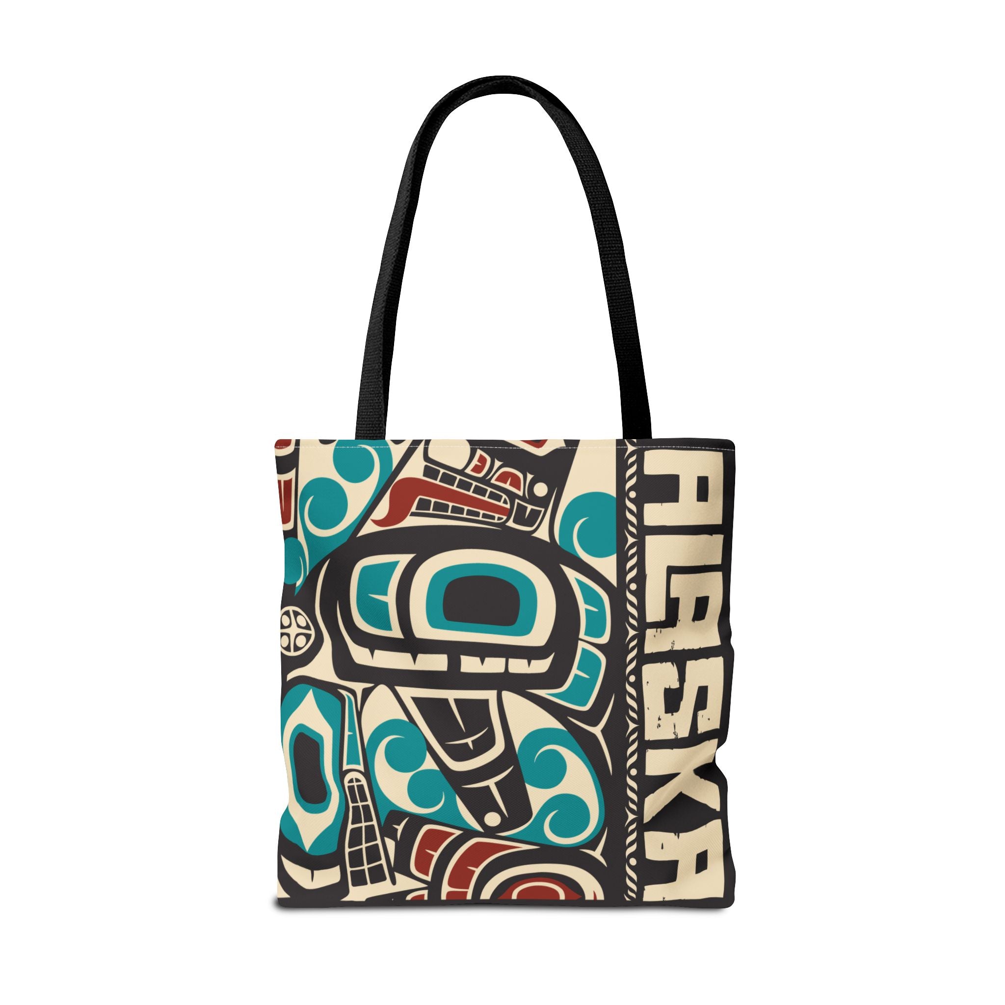 Canvas Tote Bag - Style No. 1 Rustic Alaska Tribal Orca - AK State Line™