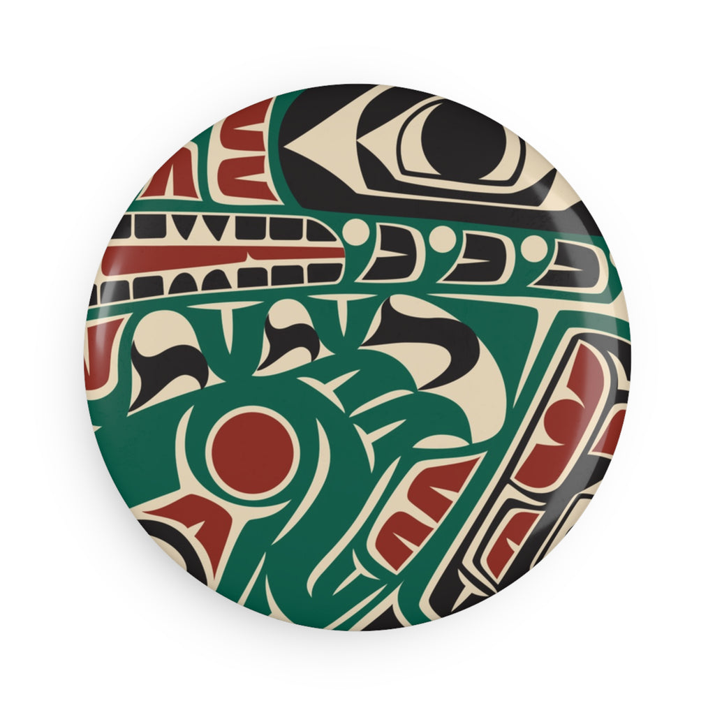 Round Metal Magnet (1 & 10 pcs) - Classic Tribal Sea Monster Print - Northern Spiritlines™