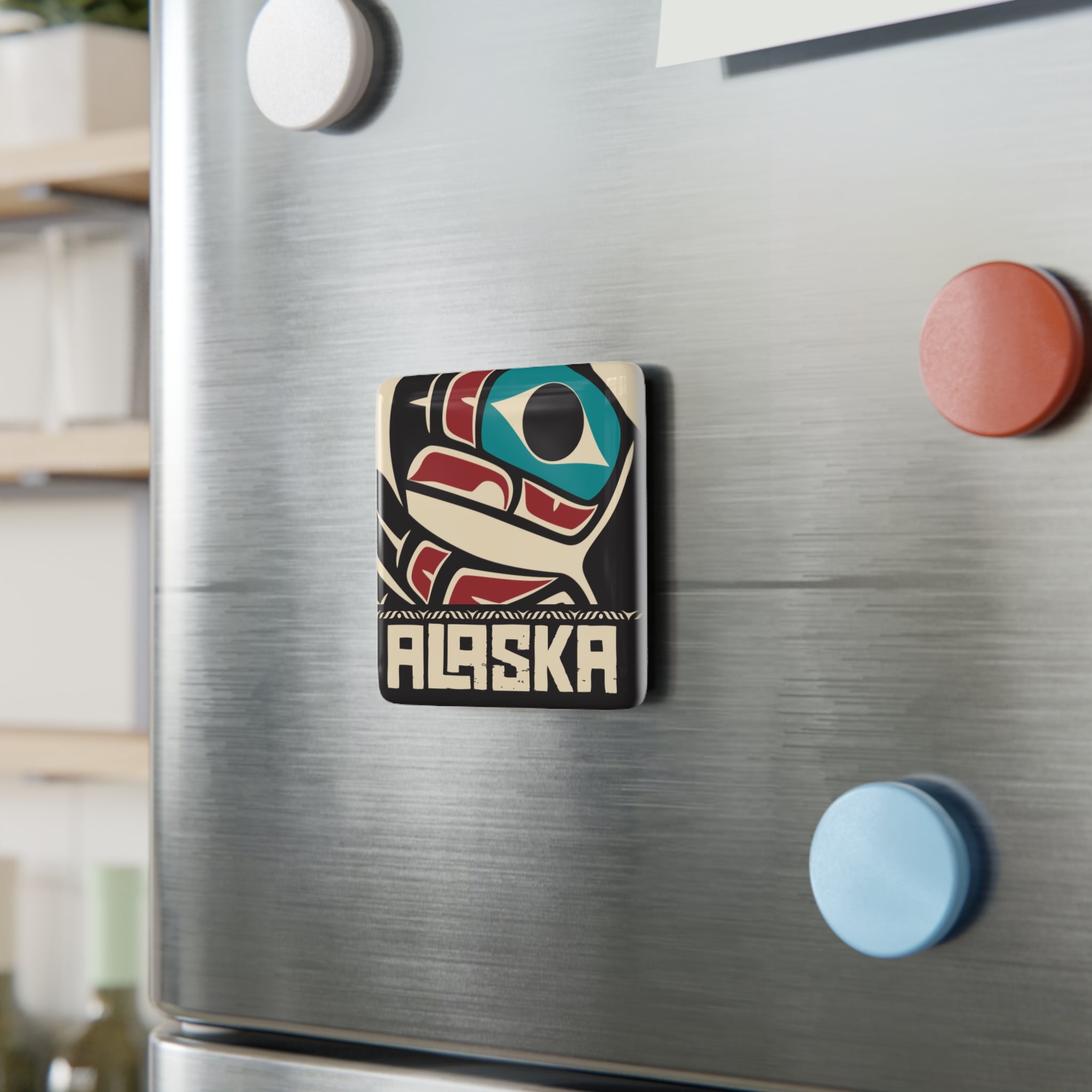 Porcelain Magnet - Alaska Tribal Raven - AK State Line™ Collection