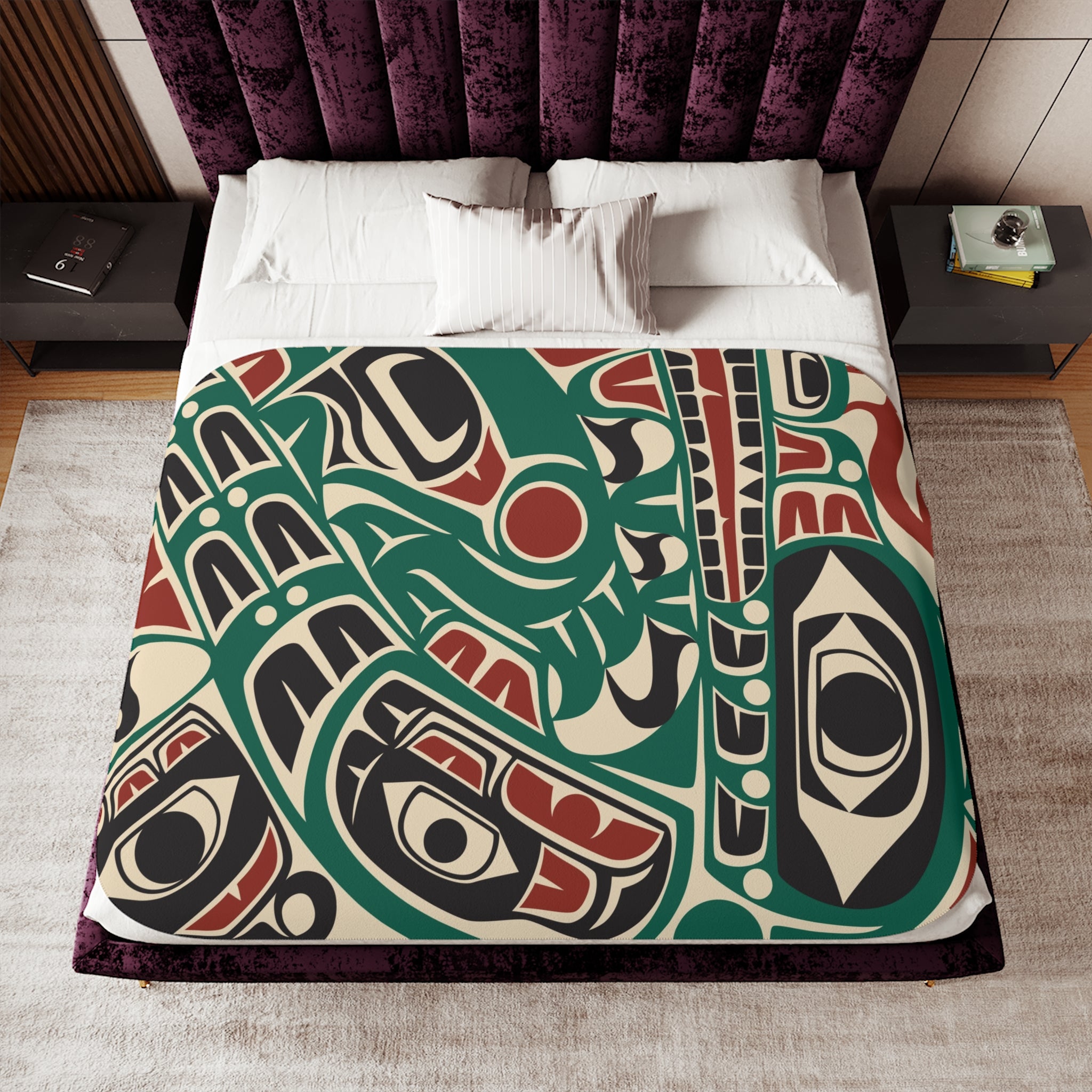 Sherpa Fleece Blanket - Classic Tribal Sea Monster - Northern Spiritlines™