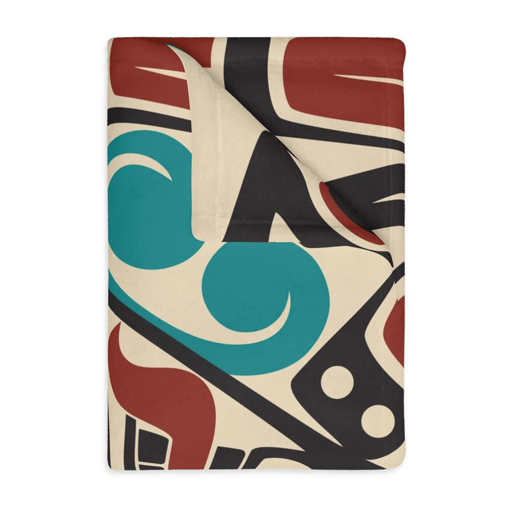 Reversible Plush Blanket - Classic Tribal Orca Print - Northern Spiritlines™