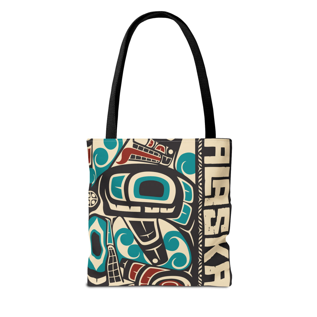 Canvas Tote Bag - Style No. 1 Rustic Alaska Tribal Orca - AK State Line™