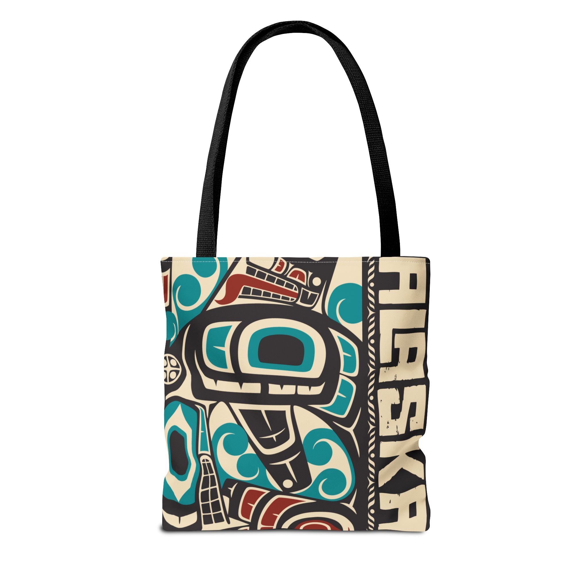 Canvas Tote Bag - Style No. 1 Rustic Alaska Tribal Orca - AK State Line™