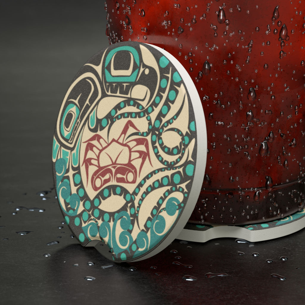 Soapstone Car Coaster - Classic Tribal Octopus Print - Northern Spiritlines™