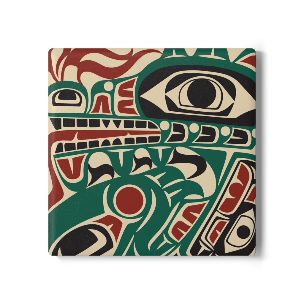 Ceramic Coaster - Classic Tribal Sea Monster Print - Northern Spiritlines™