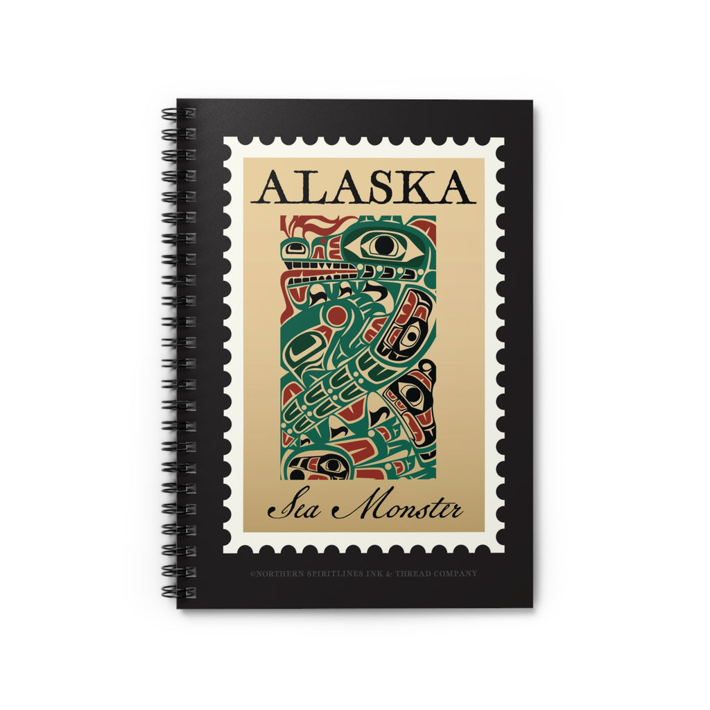 Spiral Notebook/Journal - Alaska Tribal Sea Monster Stamp Print - AK State Line™ Collection