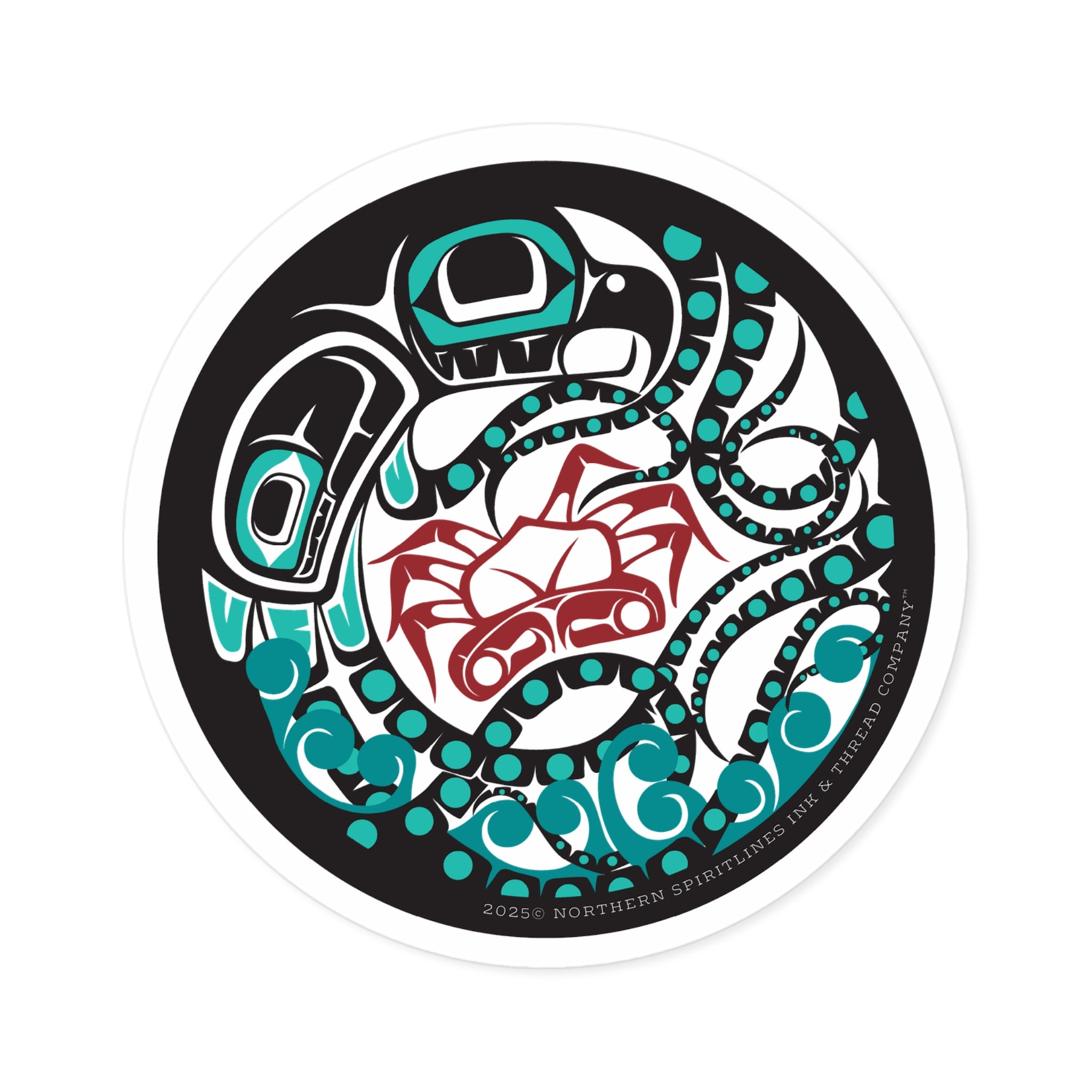 Vinyl Sticker Indoor/Outdoor - Round Tribal Octopus - Northern Spiritlines™
