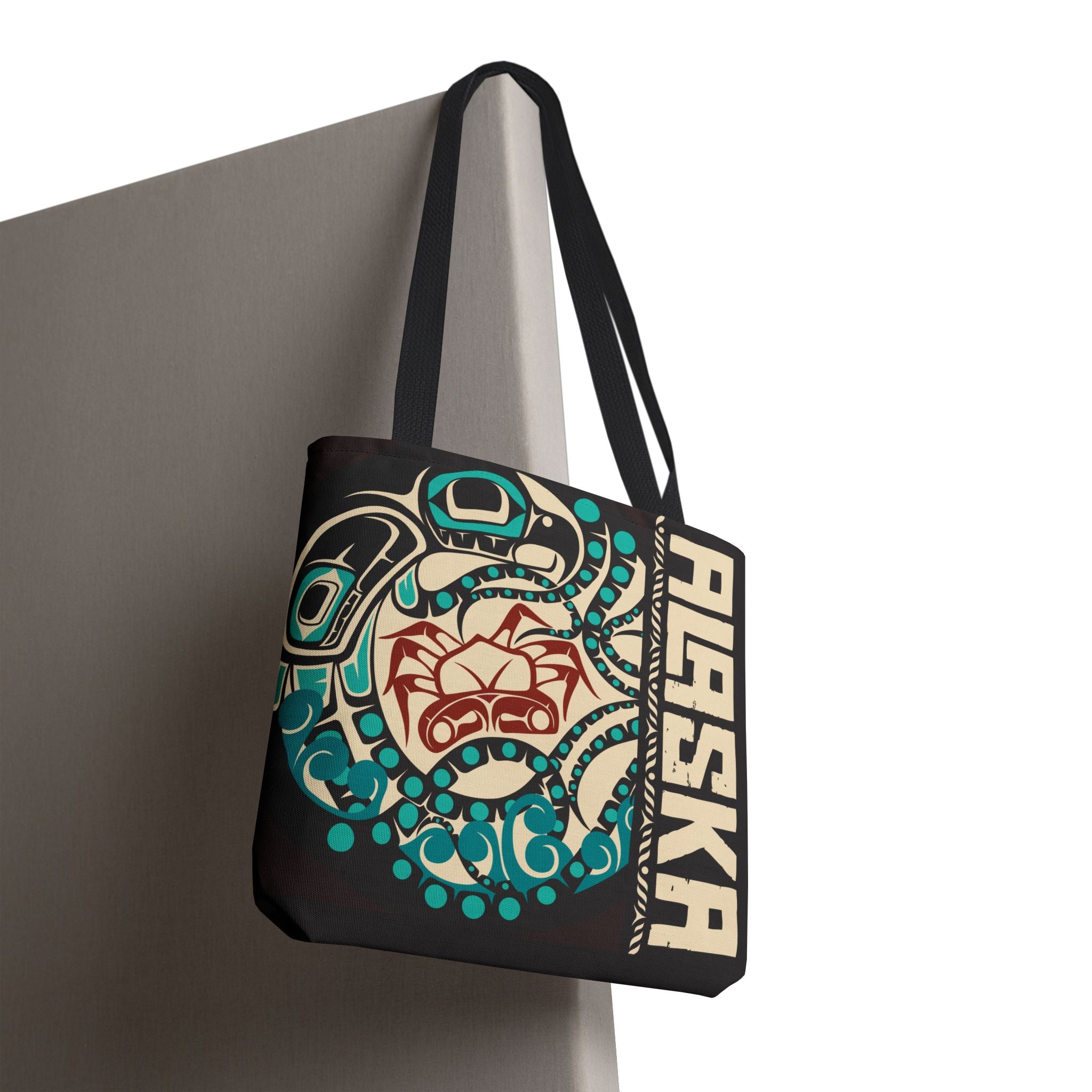 Canvas Tote Bag - Style No. 1 Rustic Alaska Tribal Octopus - AK State Line™ Collection