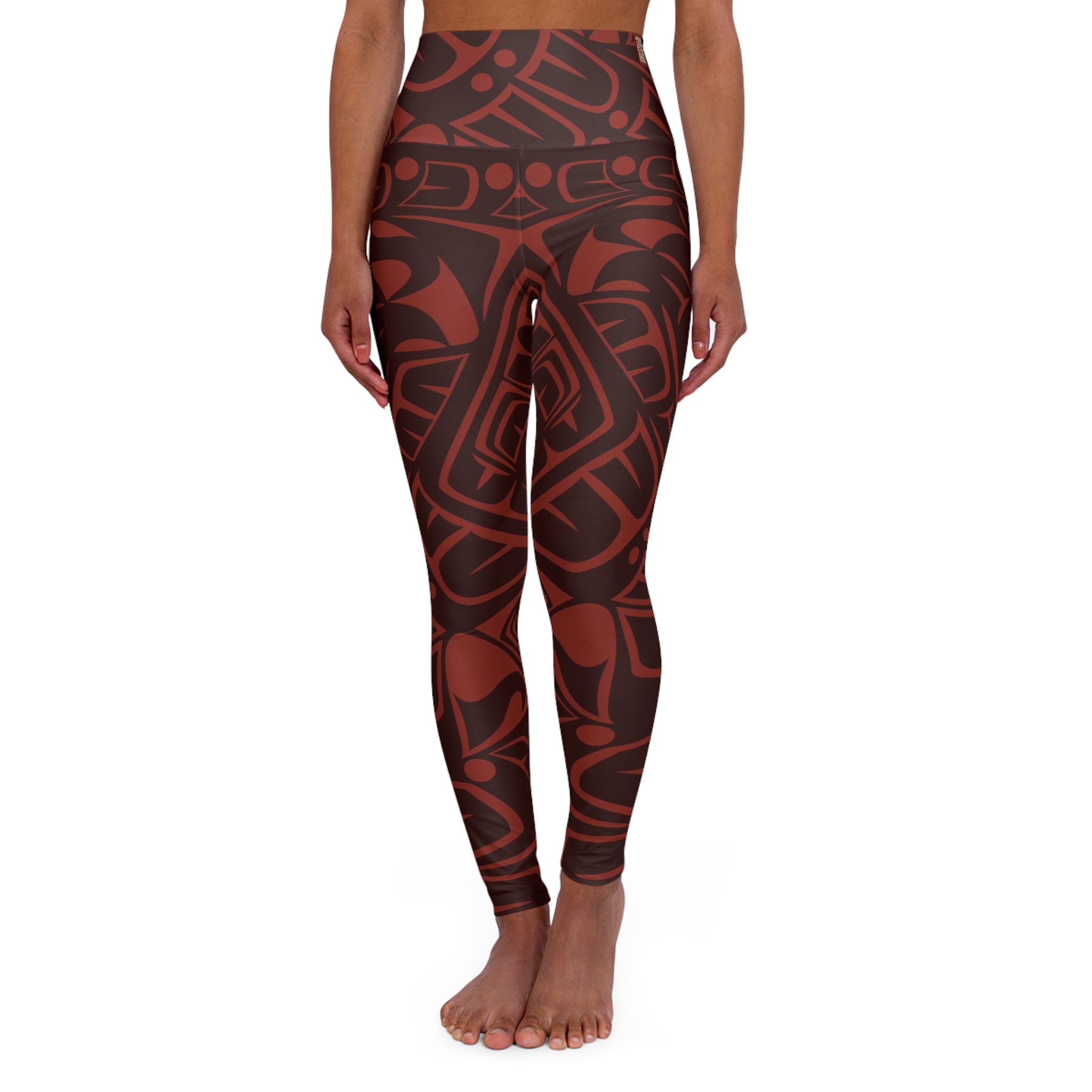 High Waisted Legging, Yoga Pant - Classic Tribal Print in Raven Red - Northern Spiritlines™