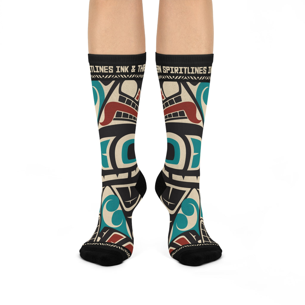 Crew Socks - Cushion Bottom - Classic Tribal Orca Print - Northern Spiritlines™
