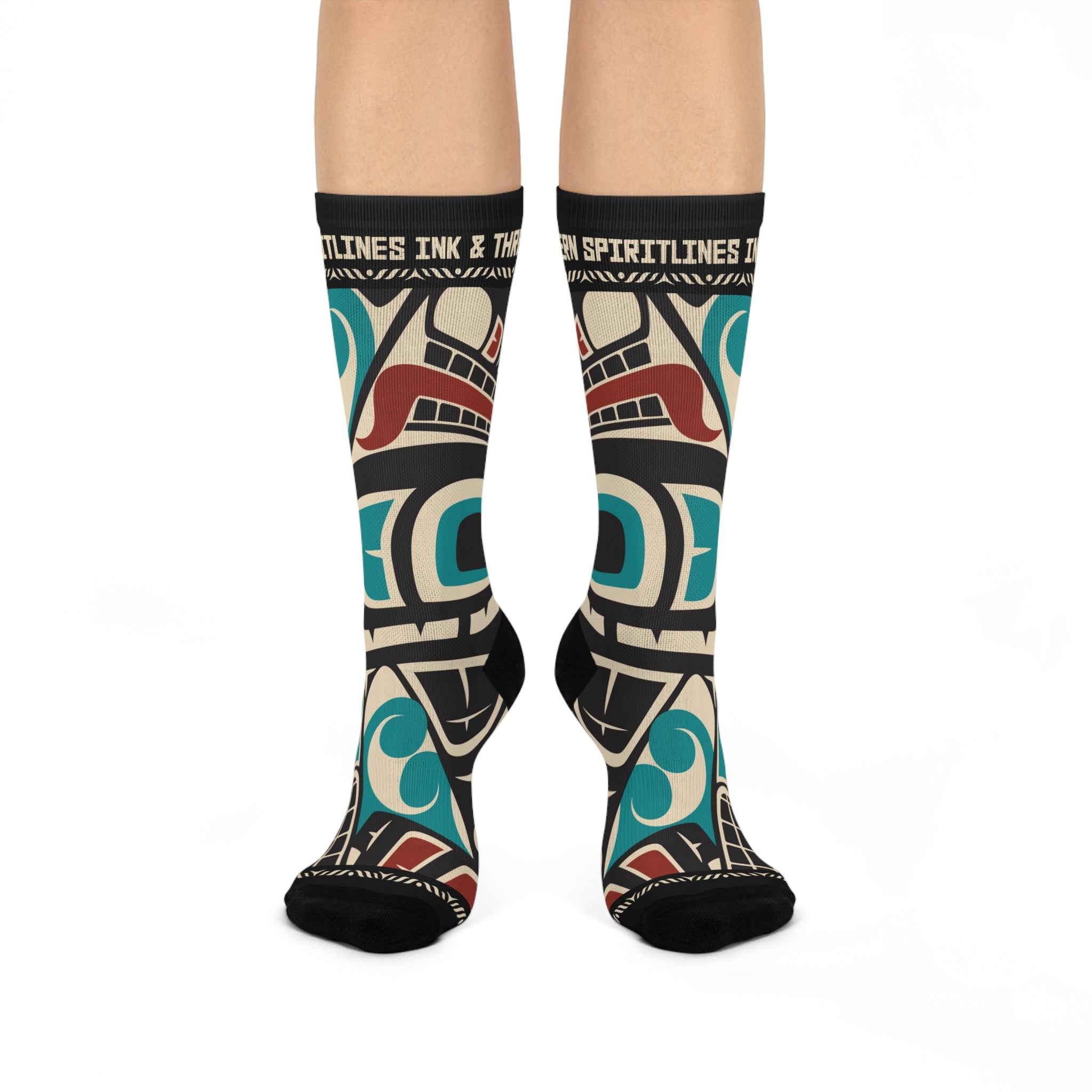 Crew Socks - Cushion Bottom - Classic Tribal Orca Print - Northern Spiritlines™