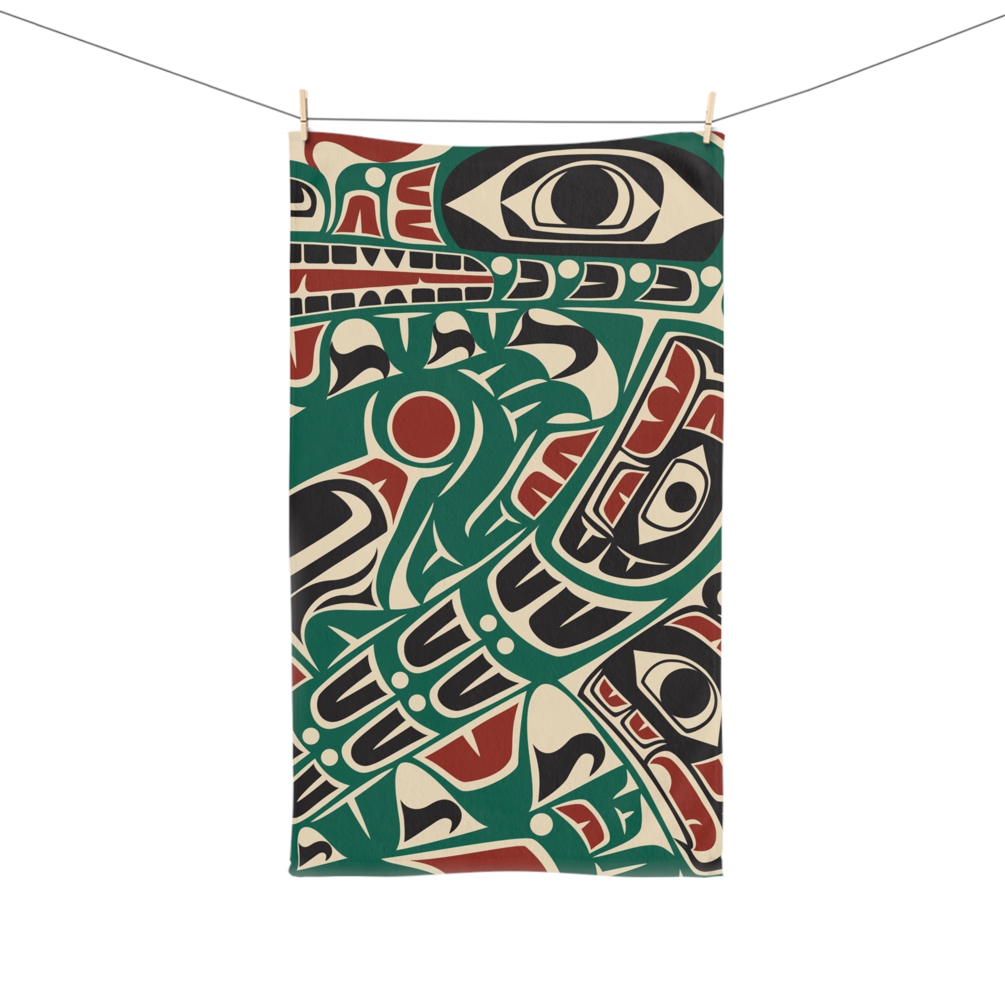 16x28" Polycotton Hand Towel - Classic Tribal Sea Monster - Northern Spiritlines™