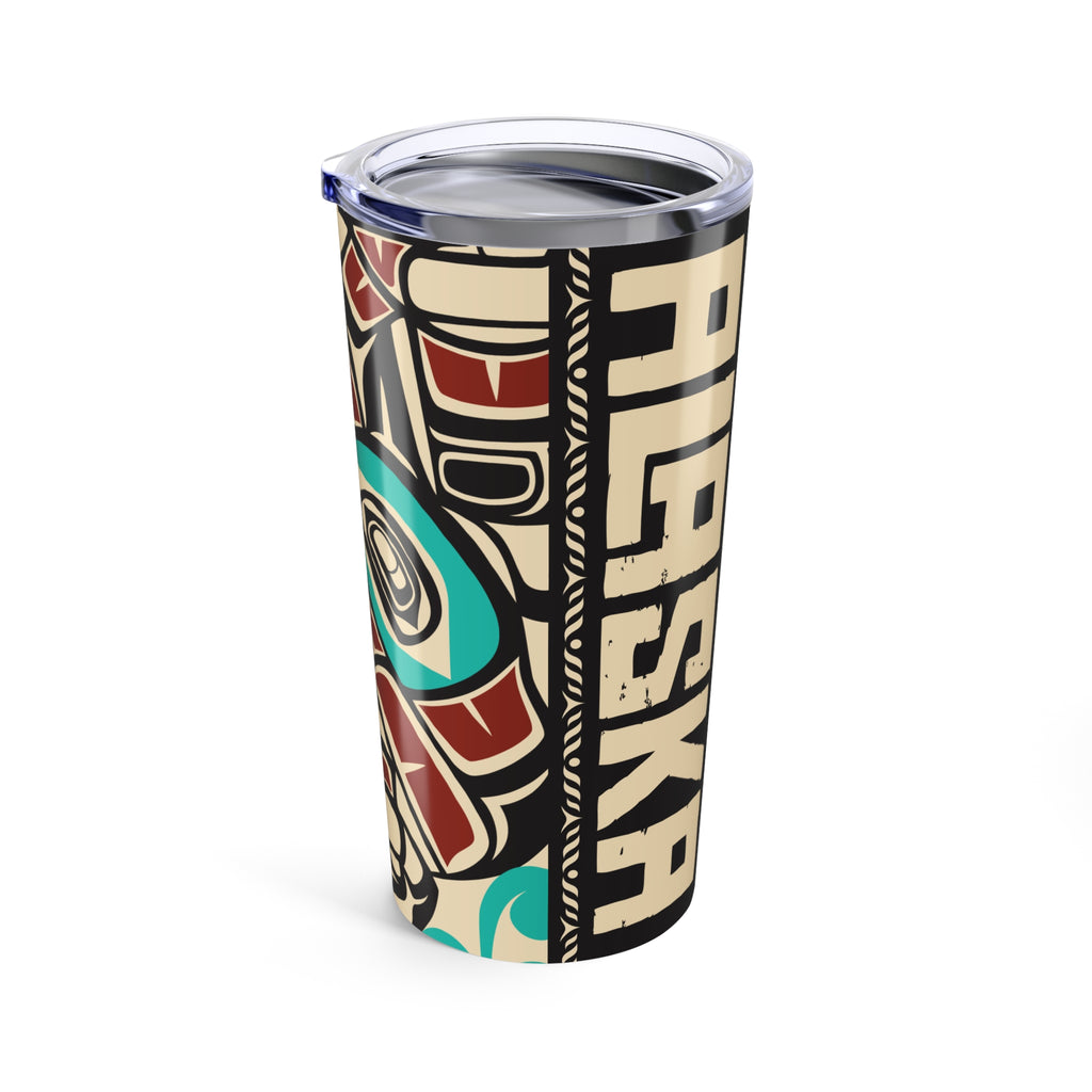 20 oz. Stainless Steel Tumbler w/ Lid - Rustic Alaska Tribal Eagle - AK State Line™ Collection
