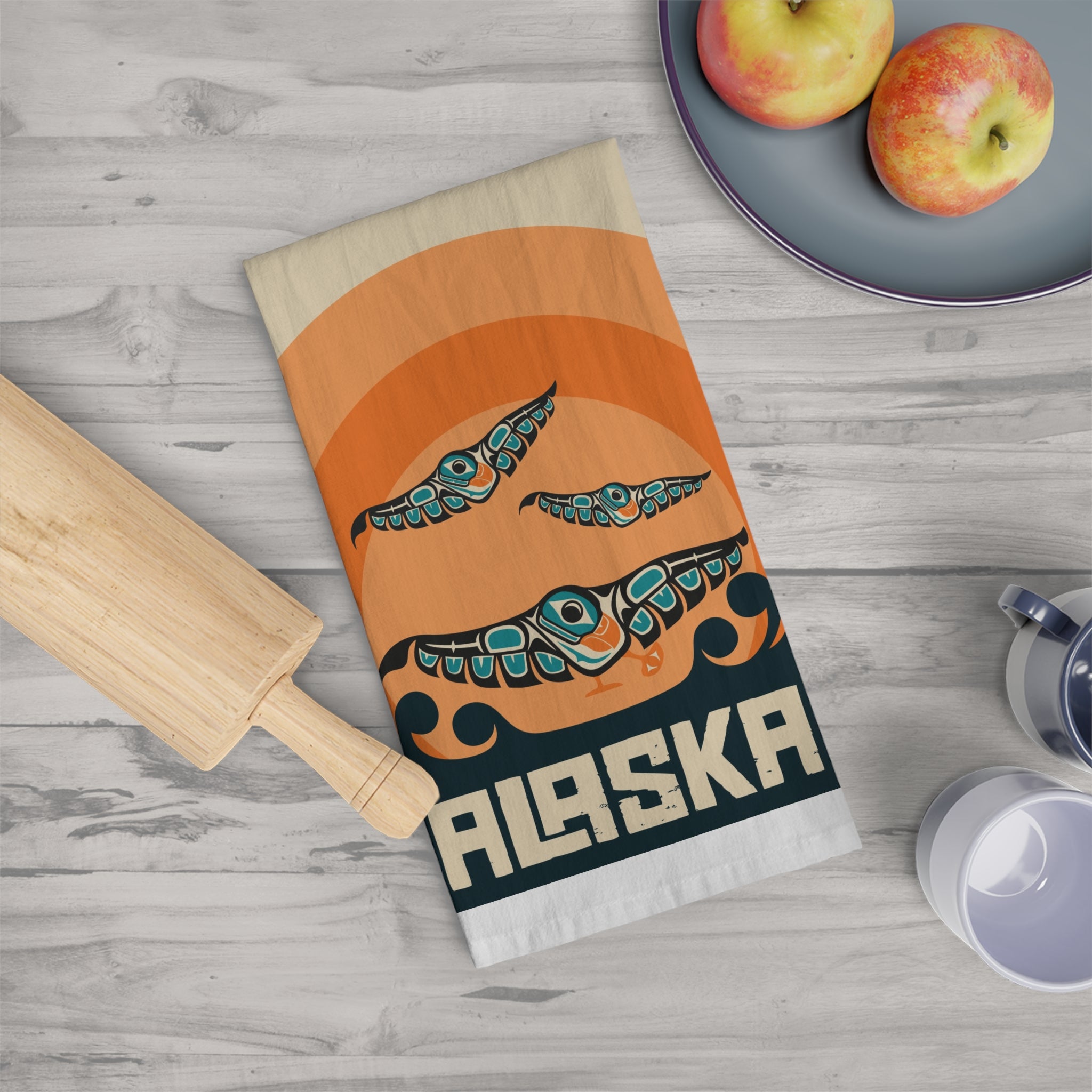 Cotton Tea Towel - Classic Tribal Puffins - AK State Line™ Collection