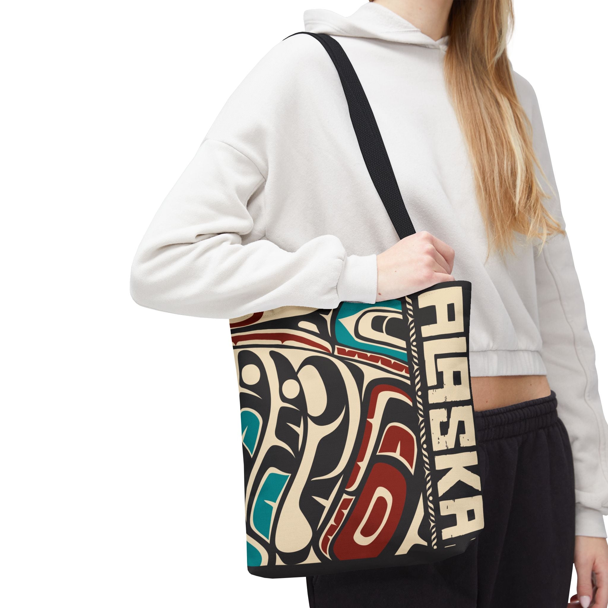 Canvas Tote Bag - Style No. 1 Rustic Alaska Tribal Hummingbird - AK State Line™ Collection