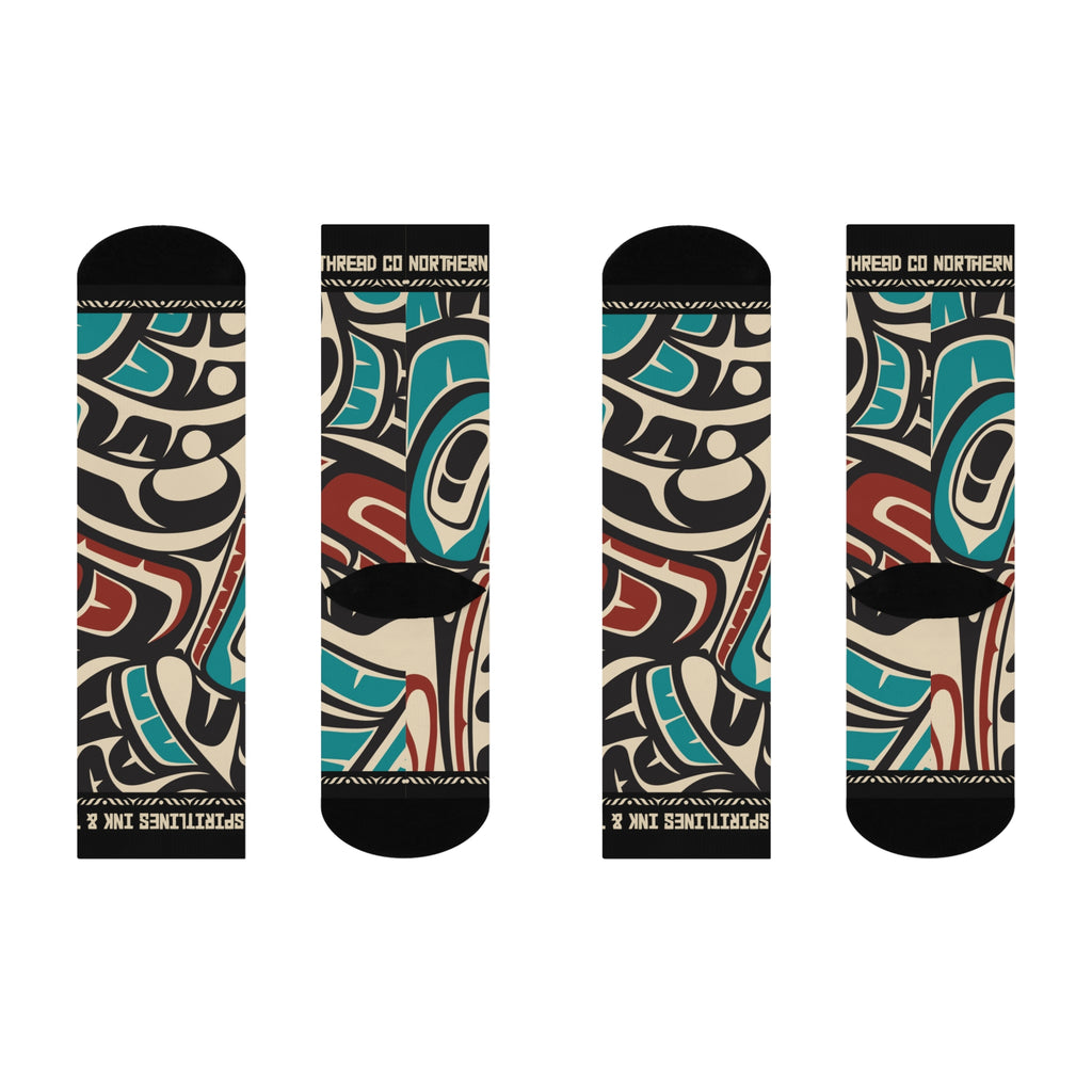 Crew Socks - Cushion Bottom - Classic Tribal Hummingbird Print - Northern Spiritlines™