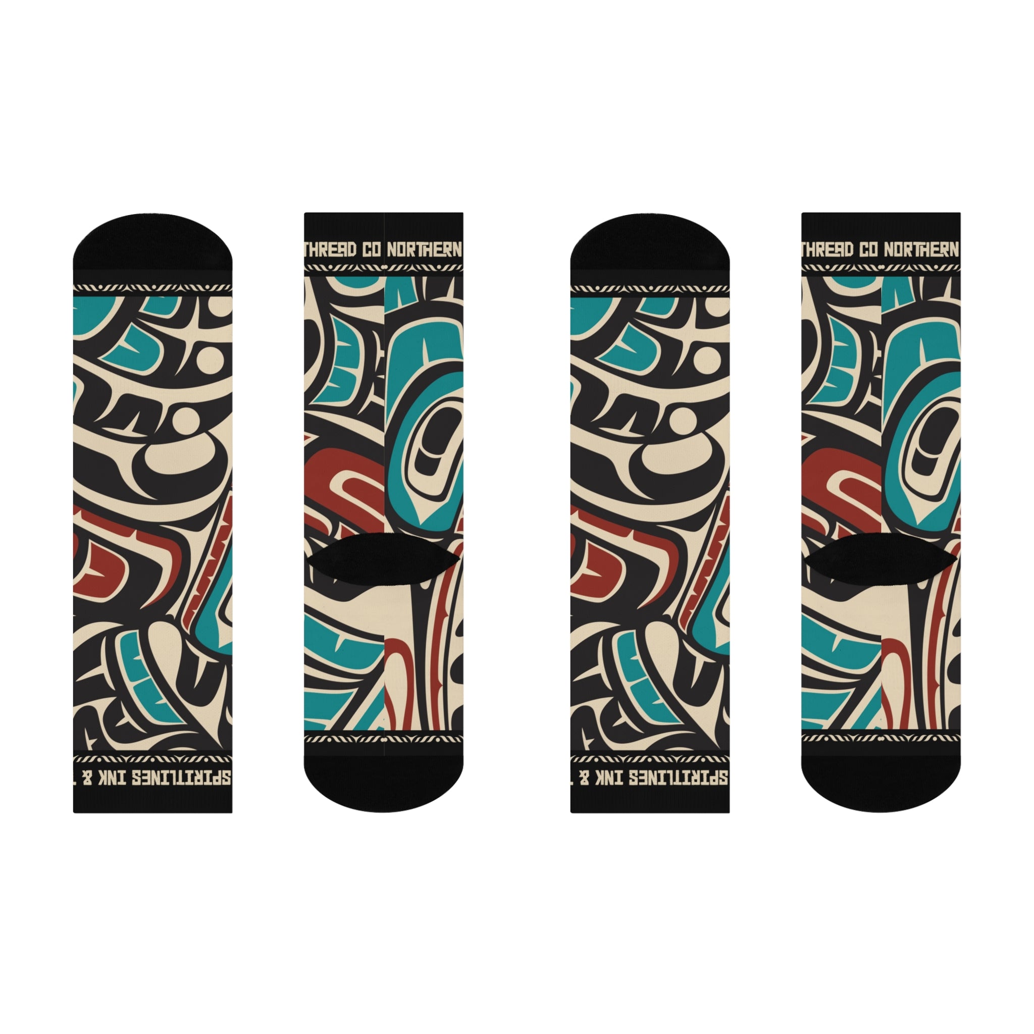 Crew Socks - Cushion Bottom - Classic Tribal Hummingbird Print - Northern Spiritlines™