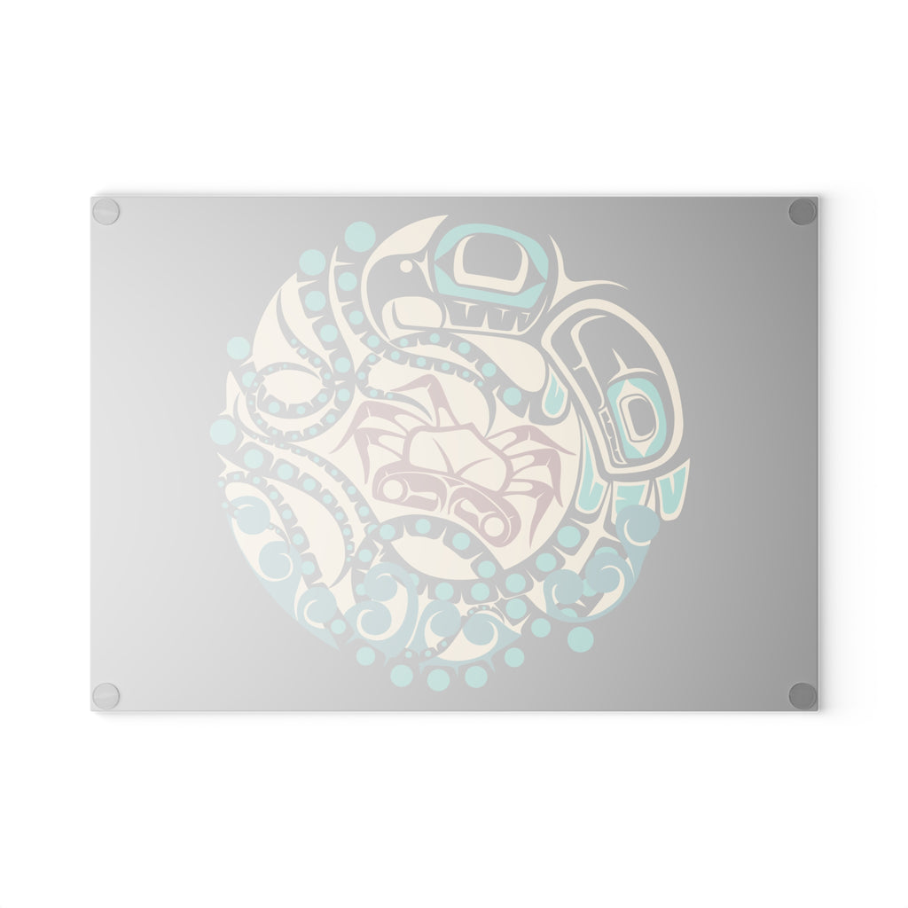 Glass Cutting Board - Classic Tribal Octopus Print - Northern Spiritlines™
