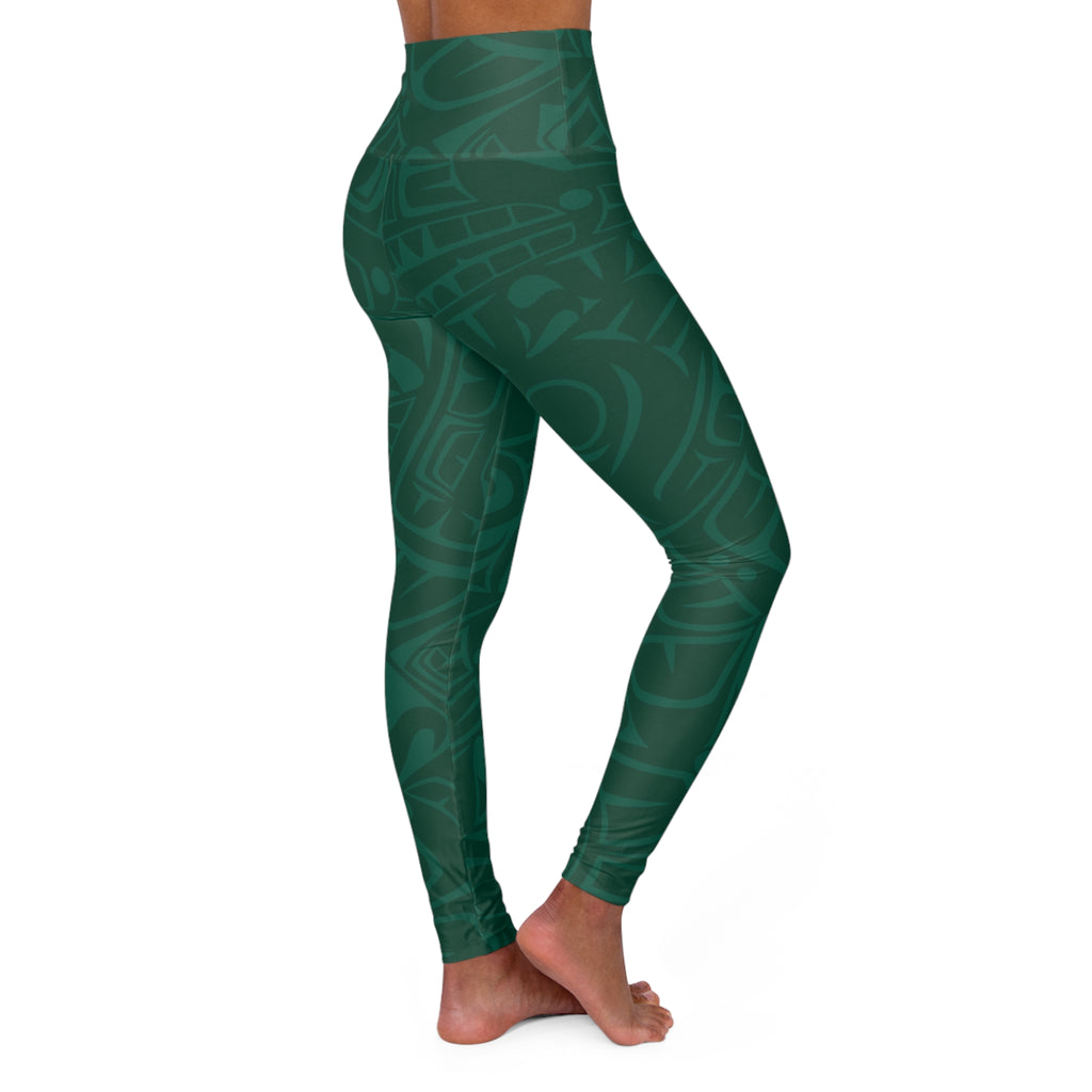 High Waisted Legging, Yoga Pant | Classic Tribal Print in Spruce Green | Spiritline Outfitters™