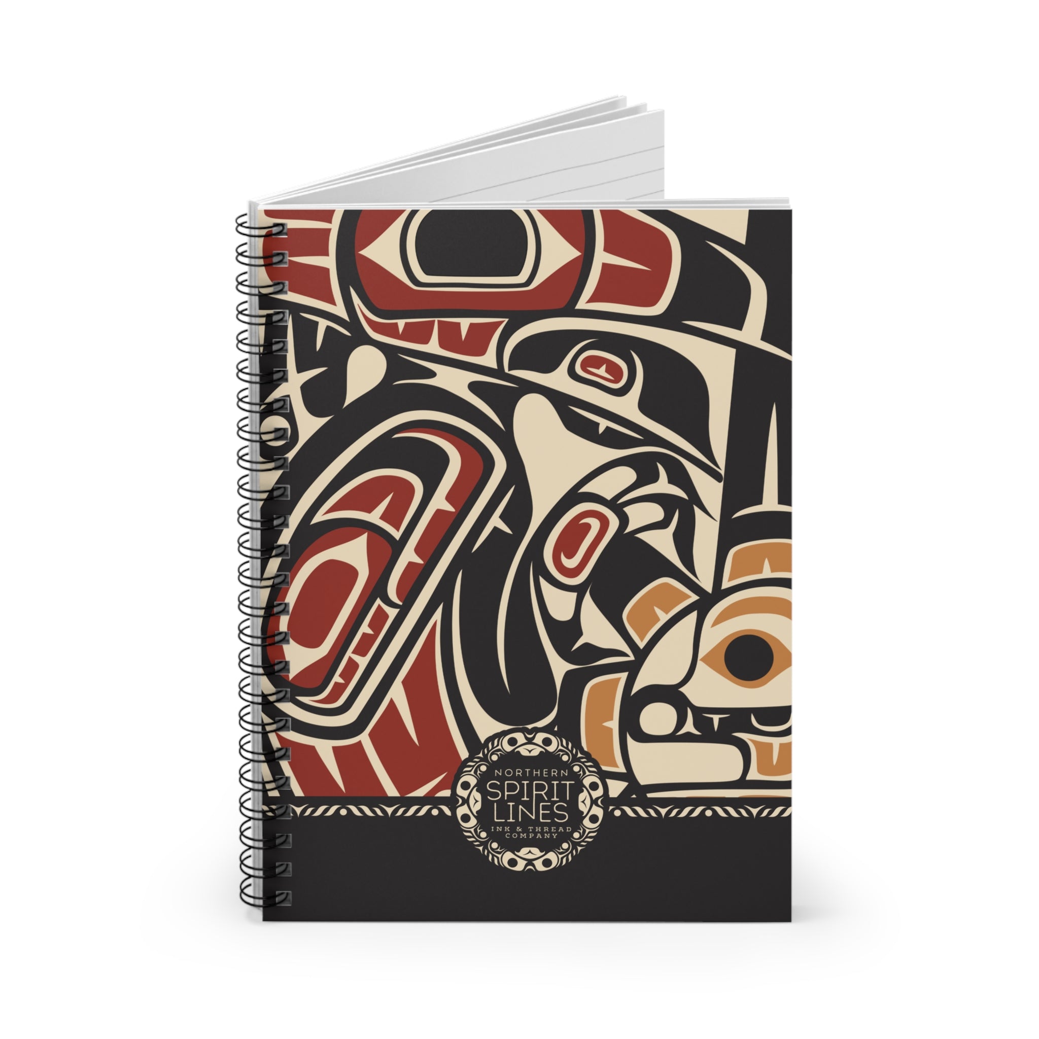 Spiral Notebook, Journal - Classic Tribal Raven Print - Northern Spiritlines™